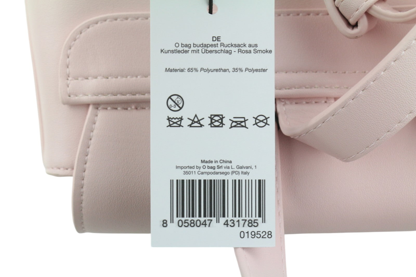 O BAG Zaino Women Bag OS Light Pink Double Handle Backpack Magnetic Closure