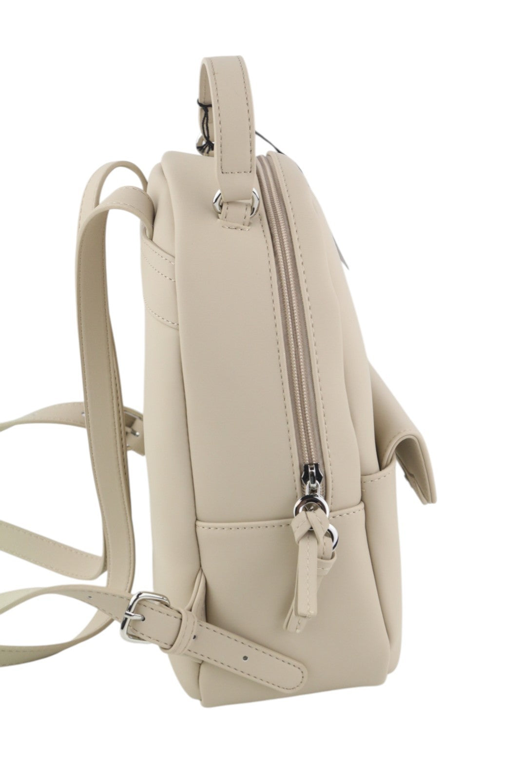 O BAG Sofia Women Bag OS Light Beige Double Handle Backpack Zipper Logo
