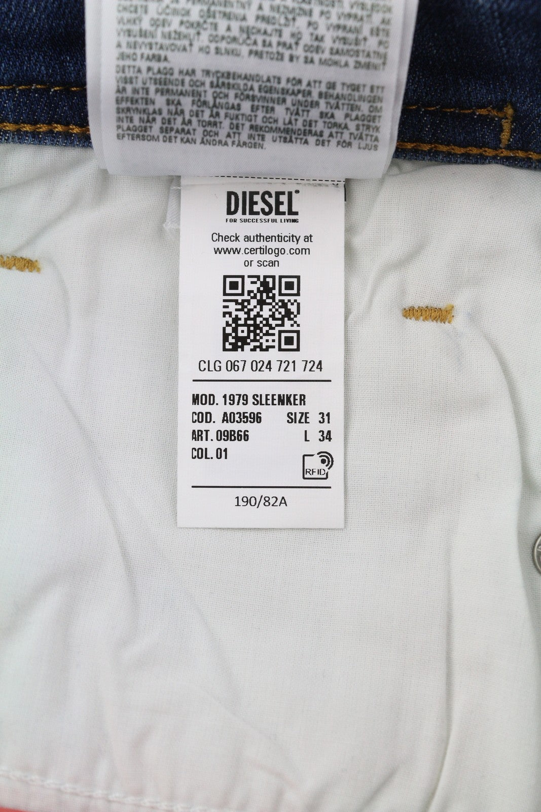 DIESEL 1979 Sleenker 09B66 Men Jeans W31/L34 Blue Faded Skinny Zip Fly Denim