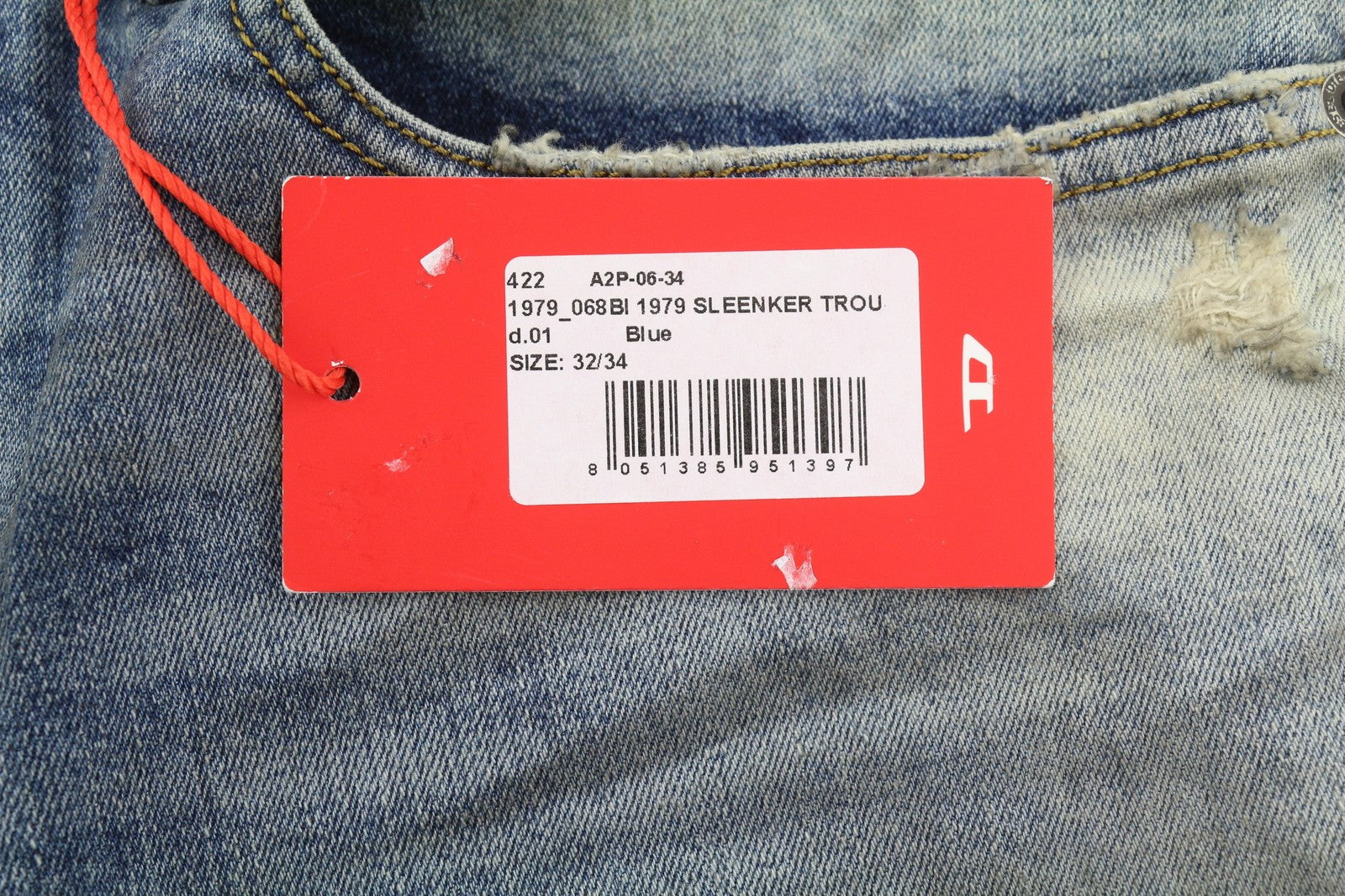 DIESEL 1979 Sleenker 068BI Men Jeans W32/L34 Aged Distress Skinny Denim RRP319