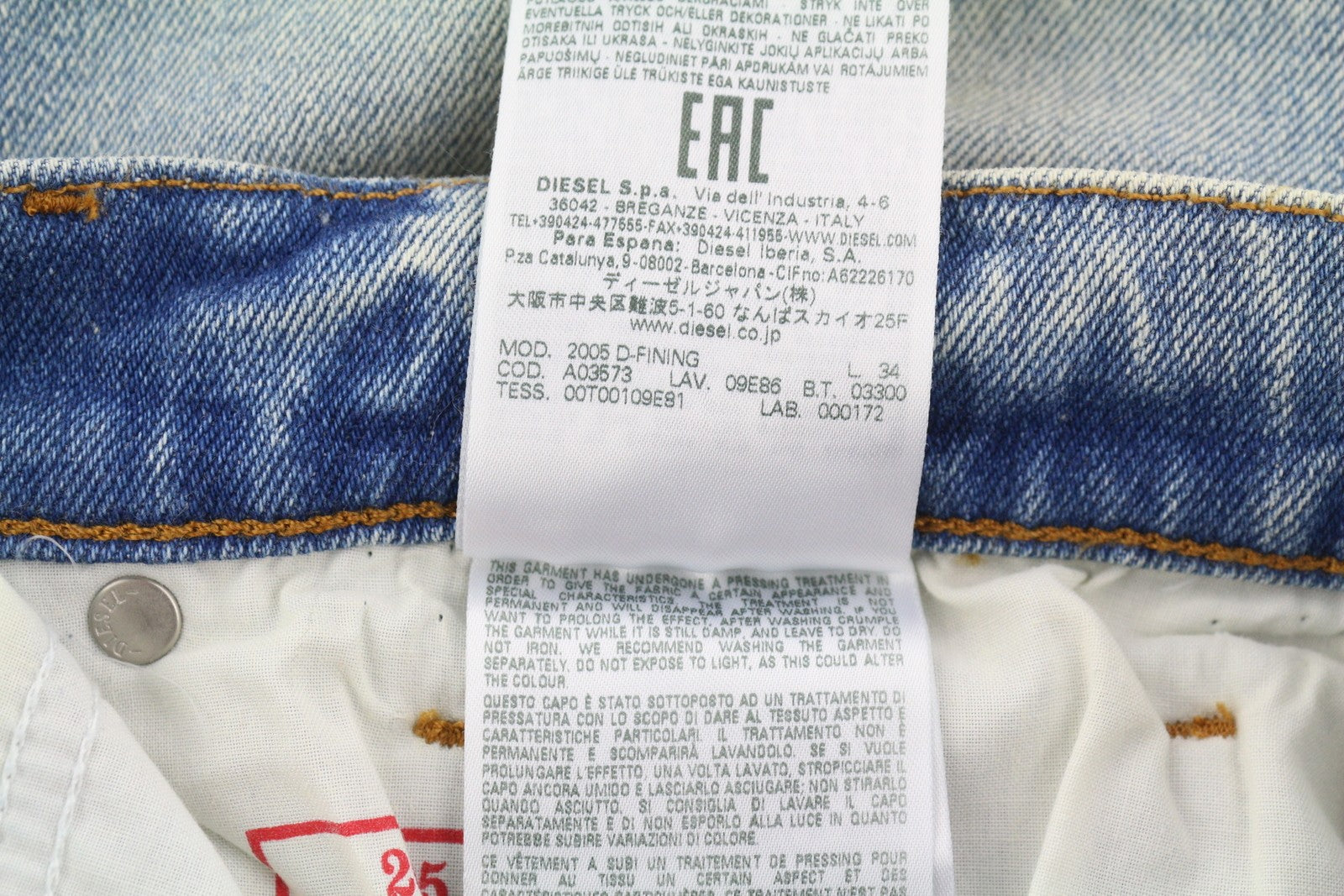 DIESEL 2005 D-Fining 09E86 Men Jeans W31/L34 Blue Distressed Regular Tapered