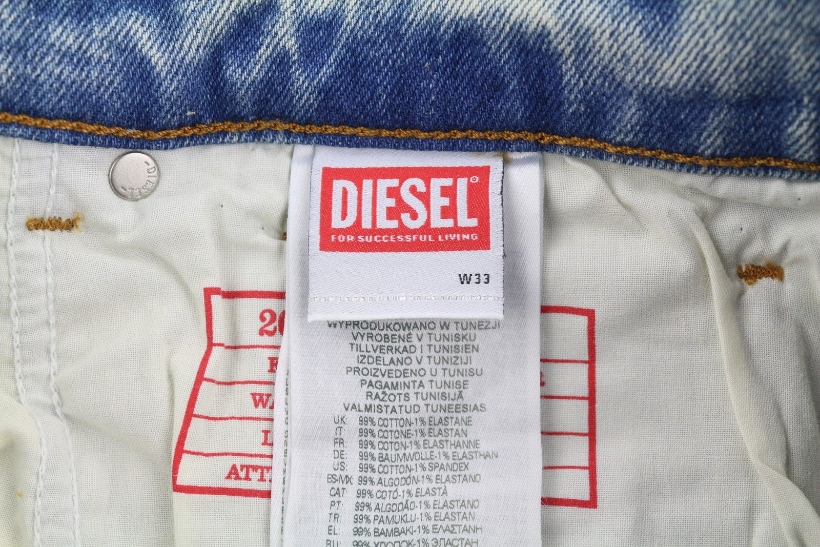 DIESEL 2005 D-Fining 09E86 Men Jeans W33/L30 Blue Distress Tapered Regular Fit