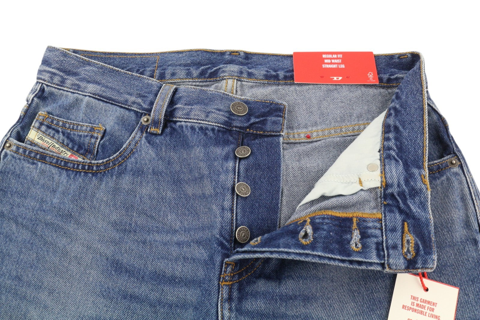 DIESEL 2020 D-Viker 0GYCT Men Jeans W30/L32 Blue Washed Regular Straight Fit