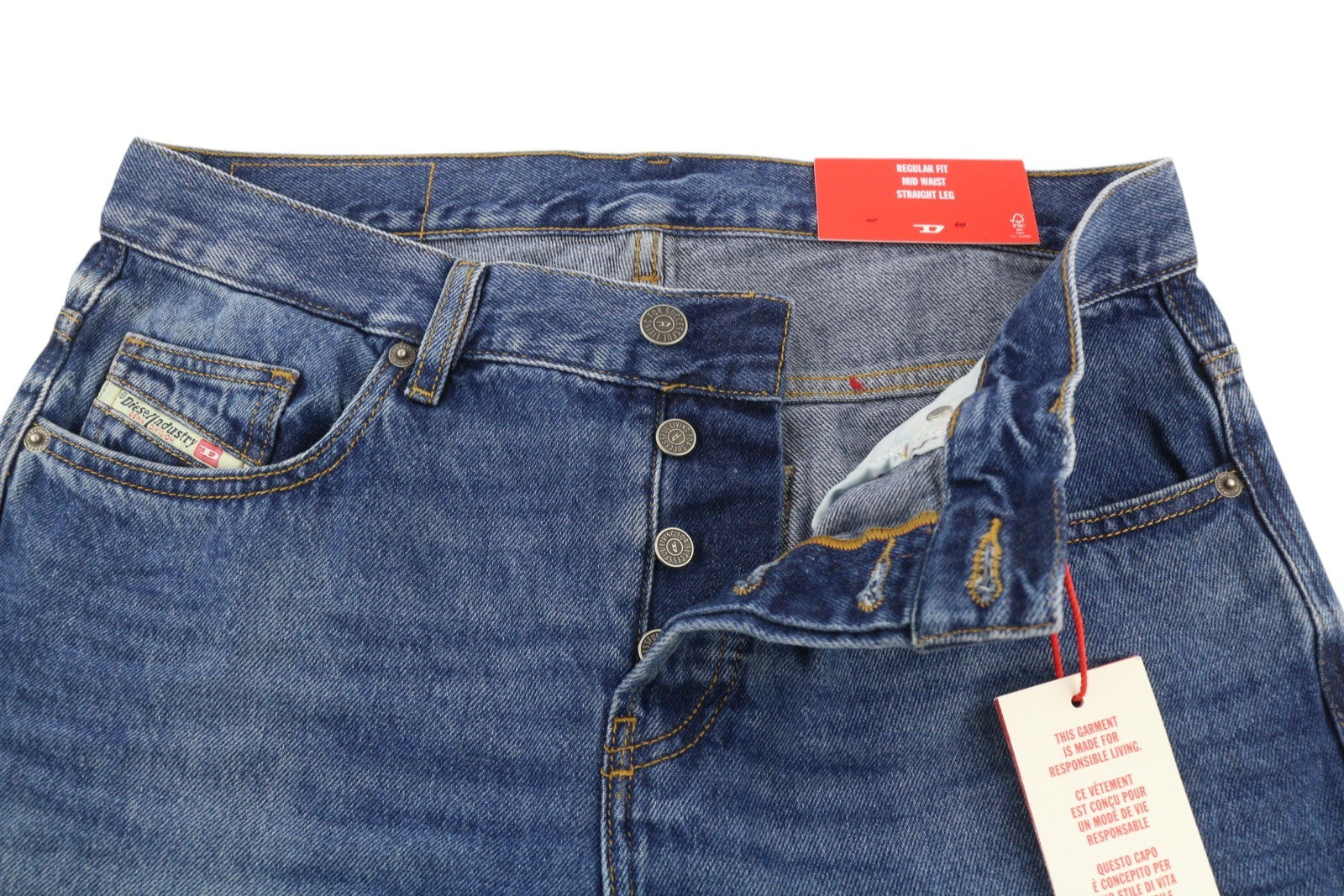 DIESEL 2020 D-Viker 0GYCT Men Jeans W31/L32 Blue Faded Straight Regular Fit