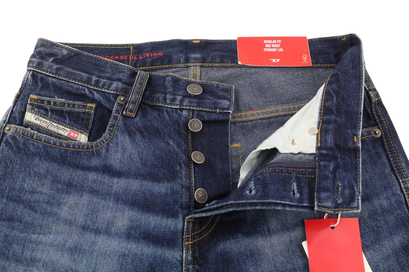 DIESEL 2020 D-Viker 09C64 Men Jeans W28/L32 Blue Faded Straight Regular Fit