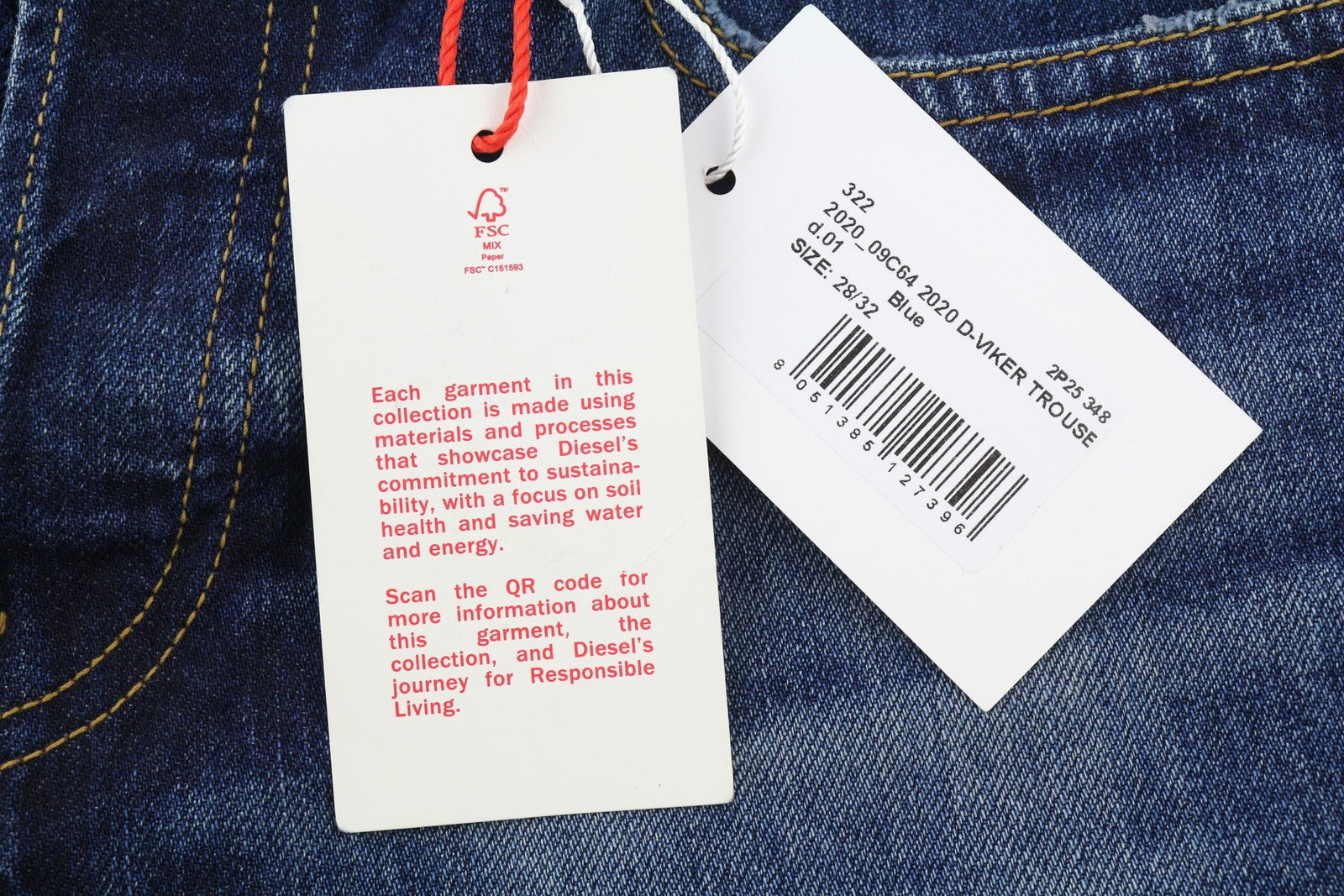 DIESEL 2020 D-Viker 09C64 Men Jeans W28/L32 Blue Faded Straight Regular Fit