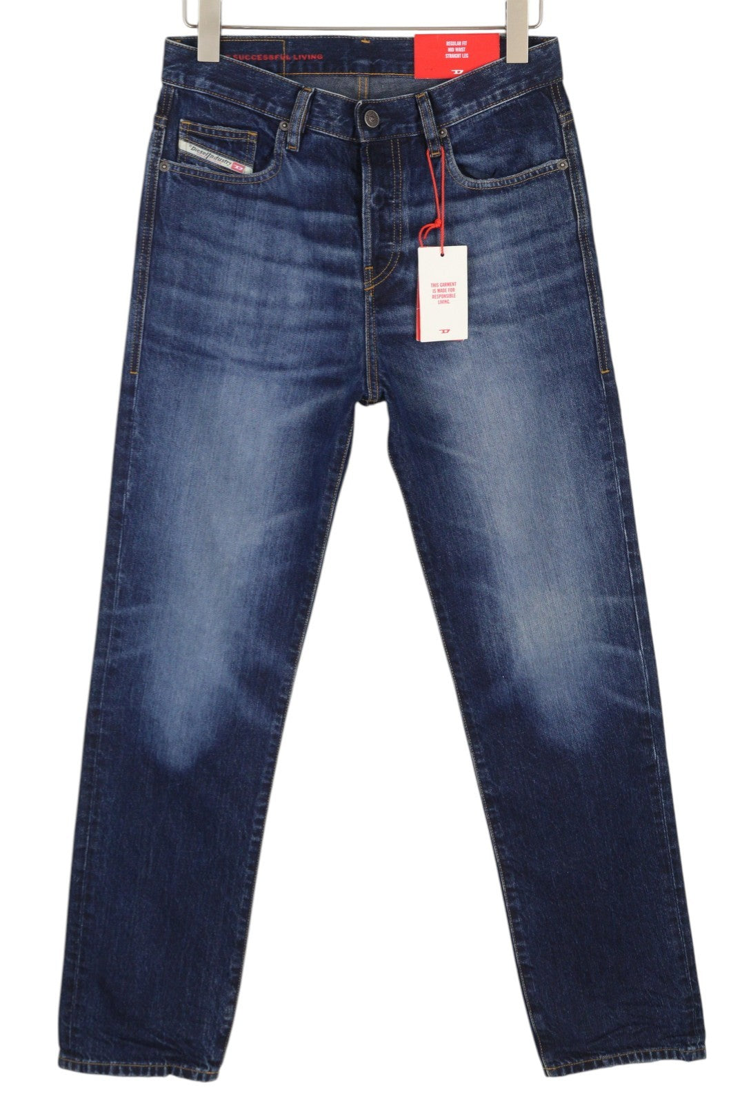 DIESEL 2020 D-Viker 09C64 Men Jeans W29/L32 Blue Washed Regular Straight Fit