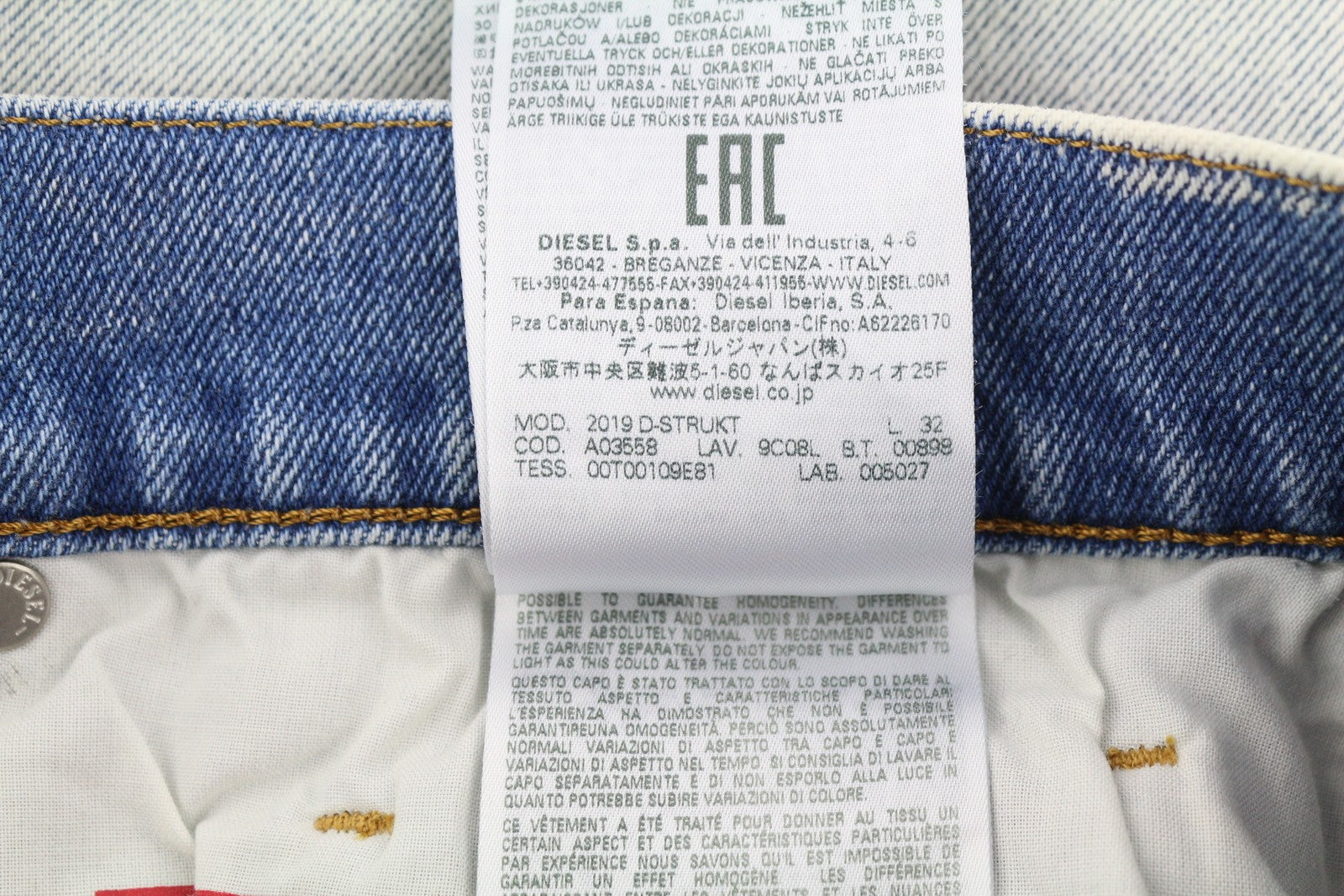 DIESEL 2019 D-Strukt 9C08L Men Jeans W31/L32 Blue Faded Slim Denim RRP350