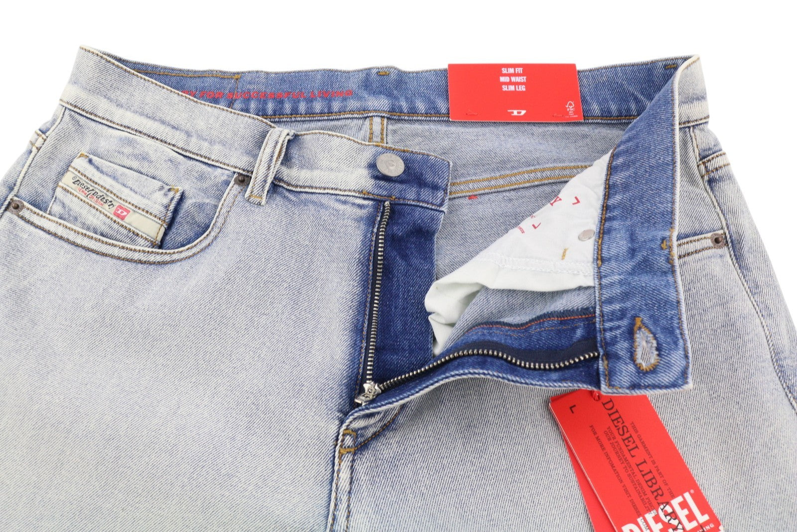 DIESEL 2019 D-Strukt 9C08L Men Jeans W31/L32 Blue Faded Slim Denim RRP350