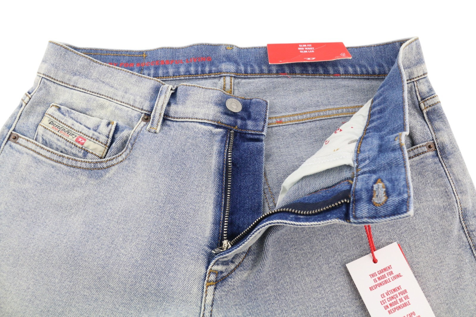 DIESEL 2019 D-Strukt 9C08L Men Jeans W31/L32 Blue Washed Slim Fit RRP350