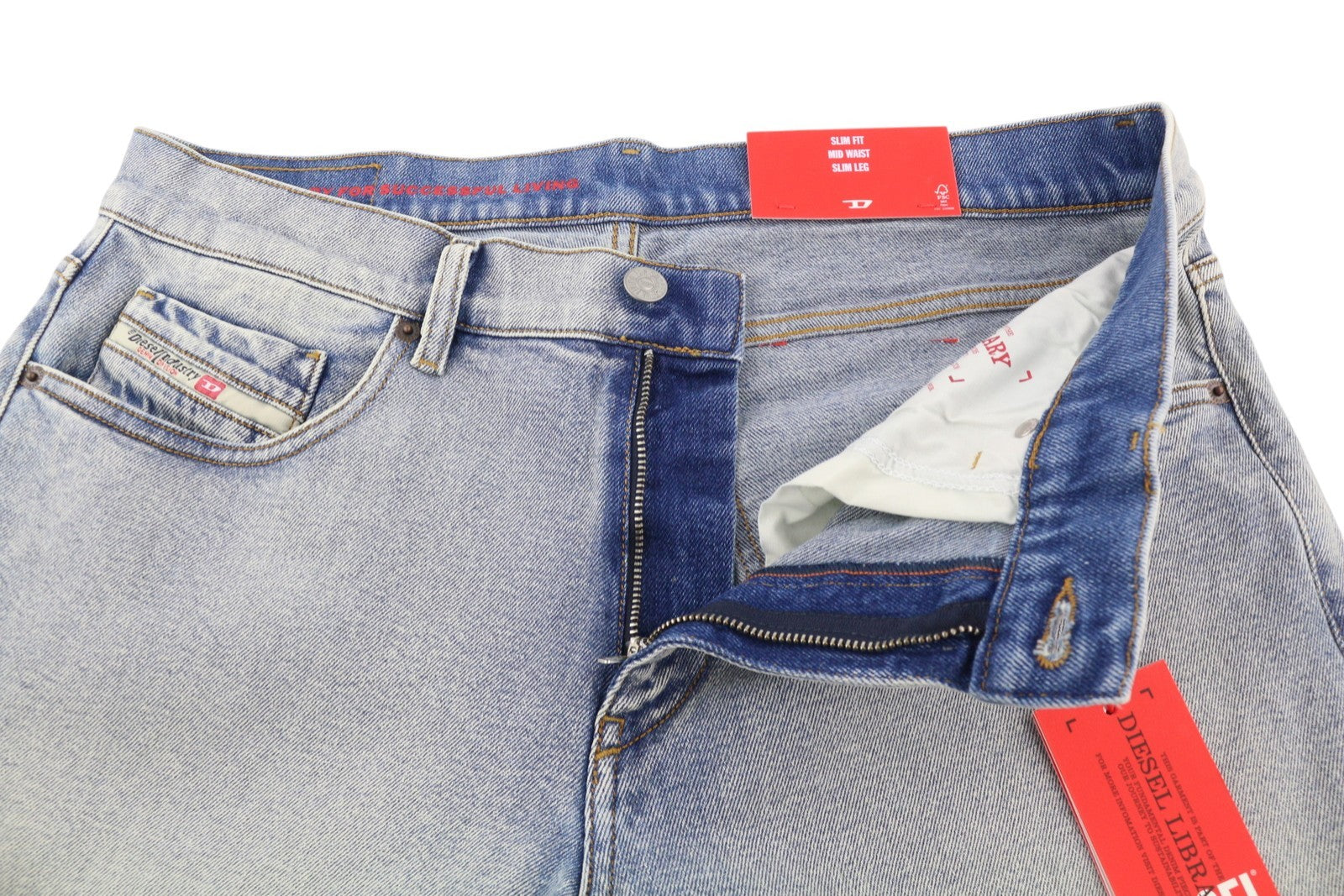 DIESEL 2019 D-Strukt 9C08L Men Jeans W33/L32 Blue Faded Slim Fit Denim RRP350