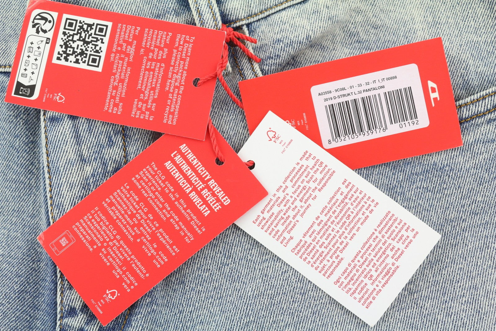 DIESEL 2019 D-Strukt 9C08L Men Jeans W33/L32 Blue Faded Slim Fit Denim RRP350