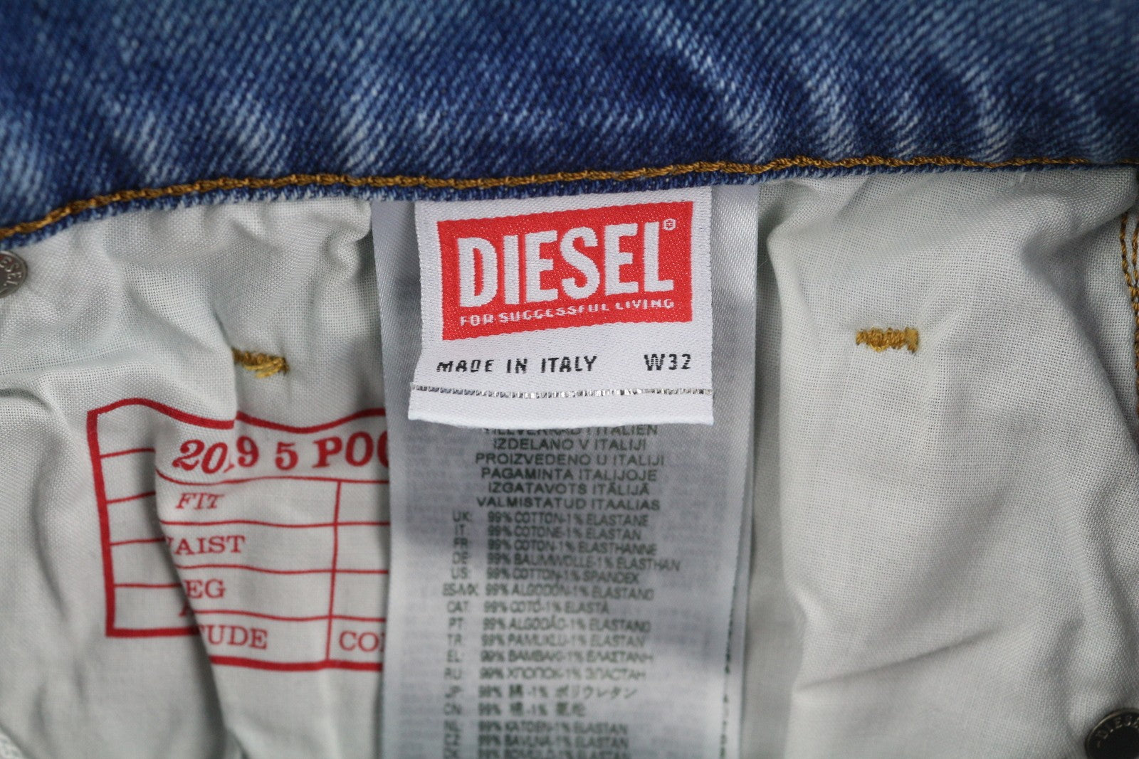 DIESEL 2019 D-Strukt 9C08L Men Jeans W32/L30 Blue Faded Slim Fit RRP350