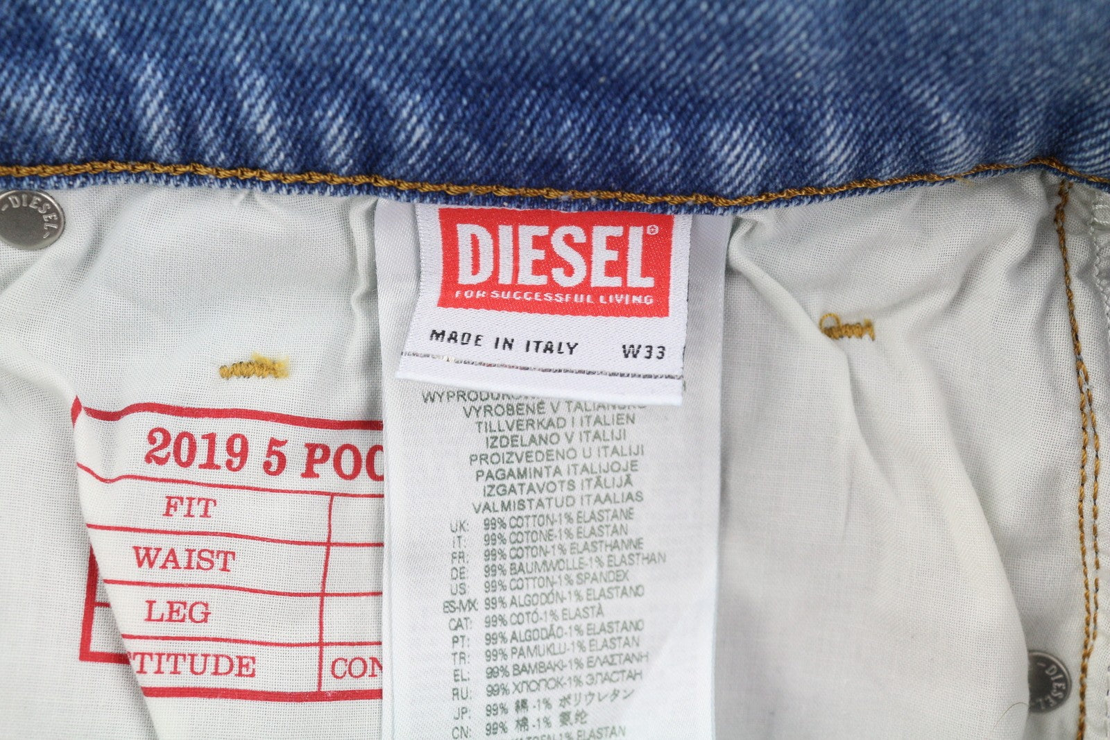 DIESEL 2019 D-Strukt 9C08L Men Jeans W33/L30 Blue Faded Slim Fit RRP350