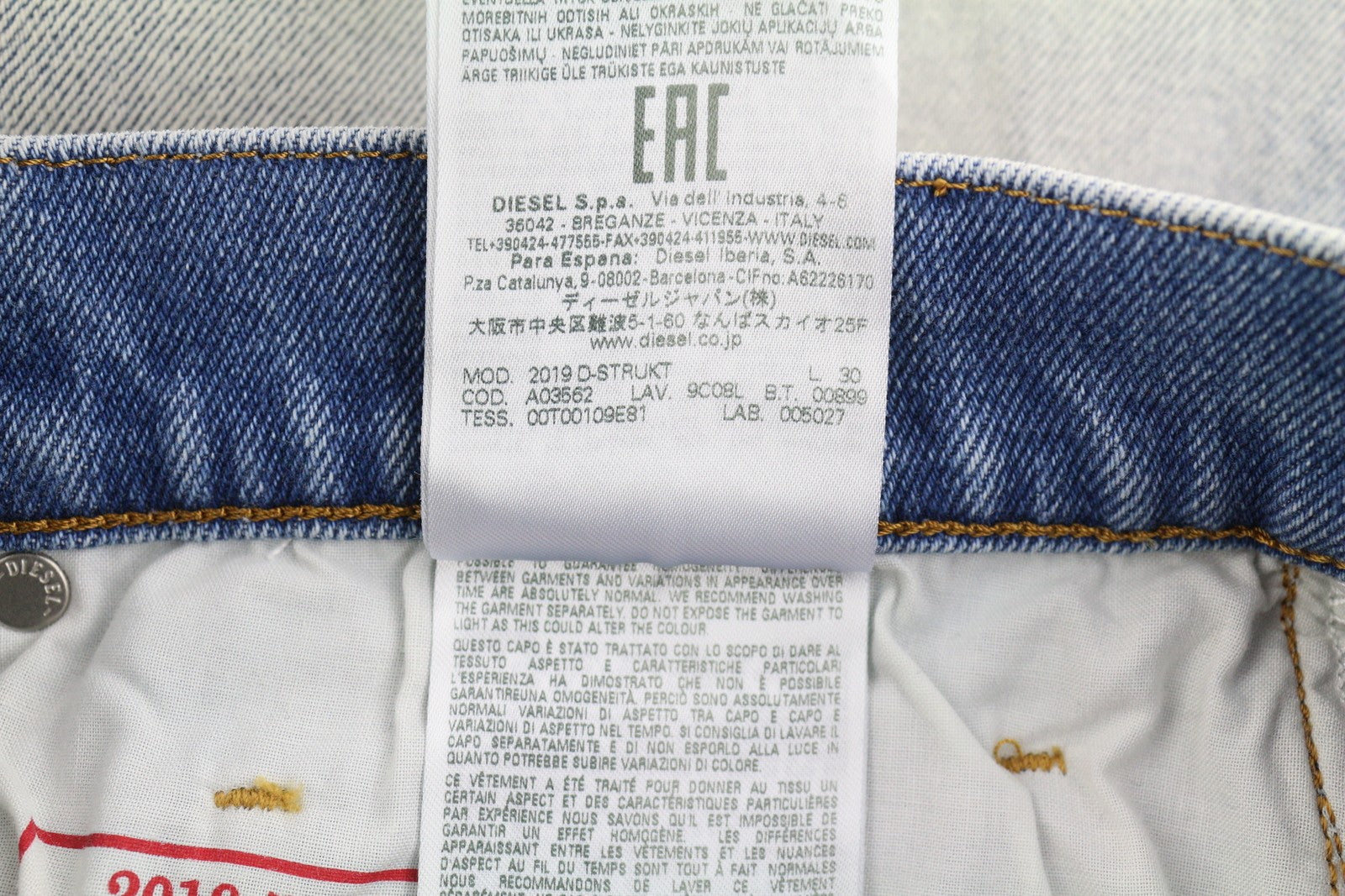 DIESEL 2019 D-Strukt 9C08L Men Jeans W33/L30 Blue Faded Slim Fit RRP350