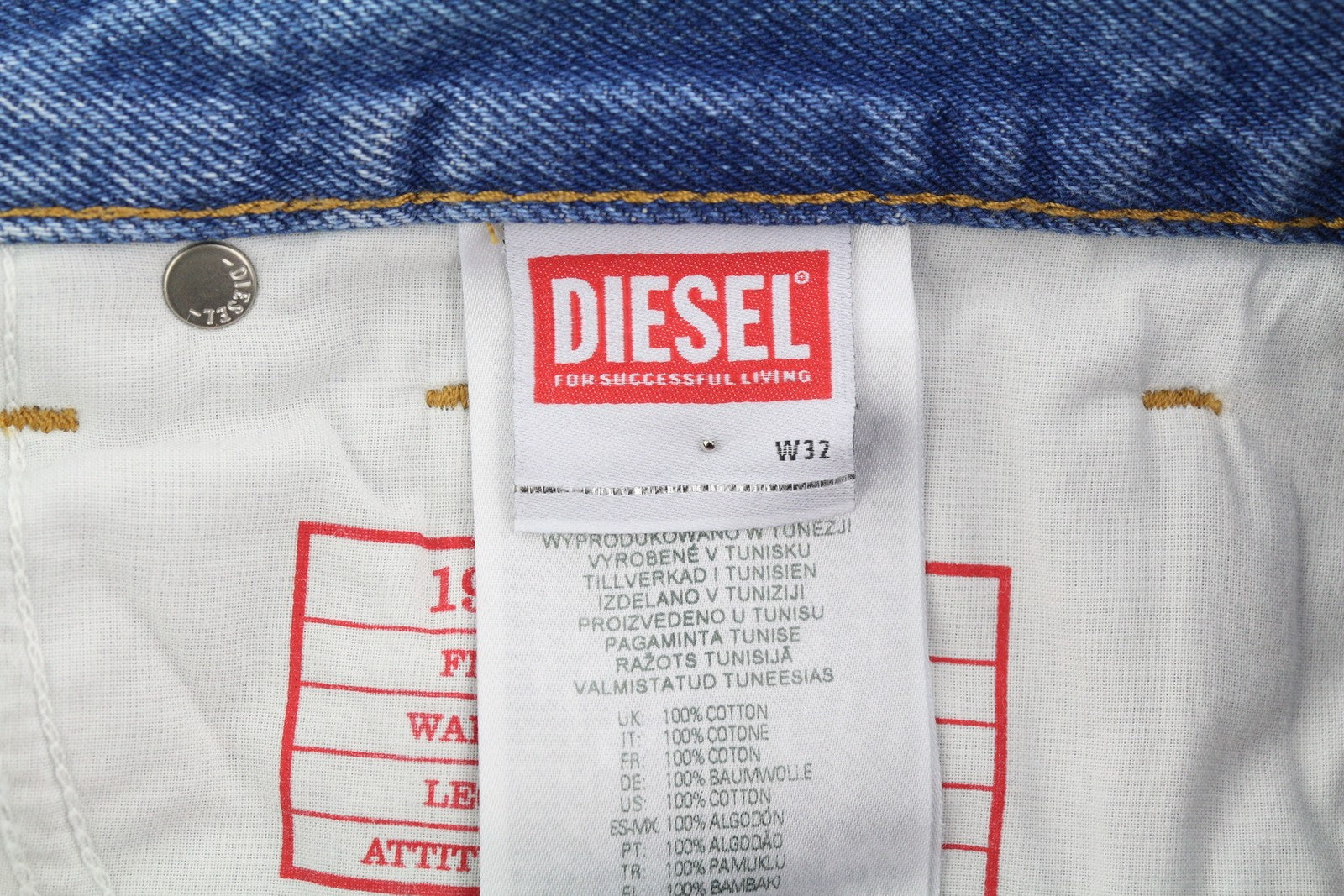 DIESEL 1995 007F5 Men Jeans W32/L34 Patterned Straight Slim Fit RRP250