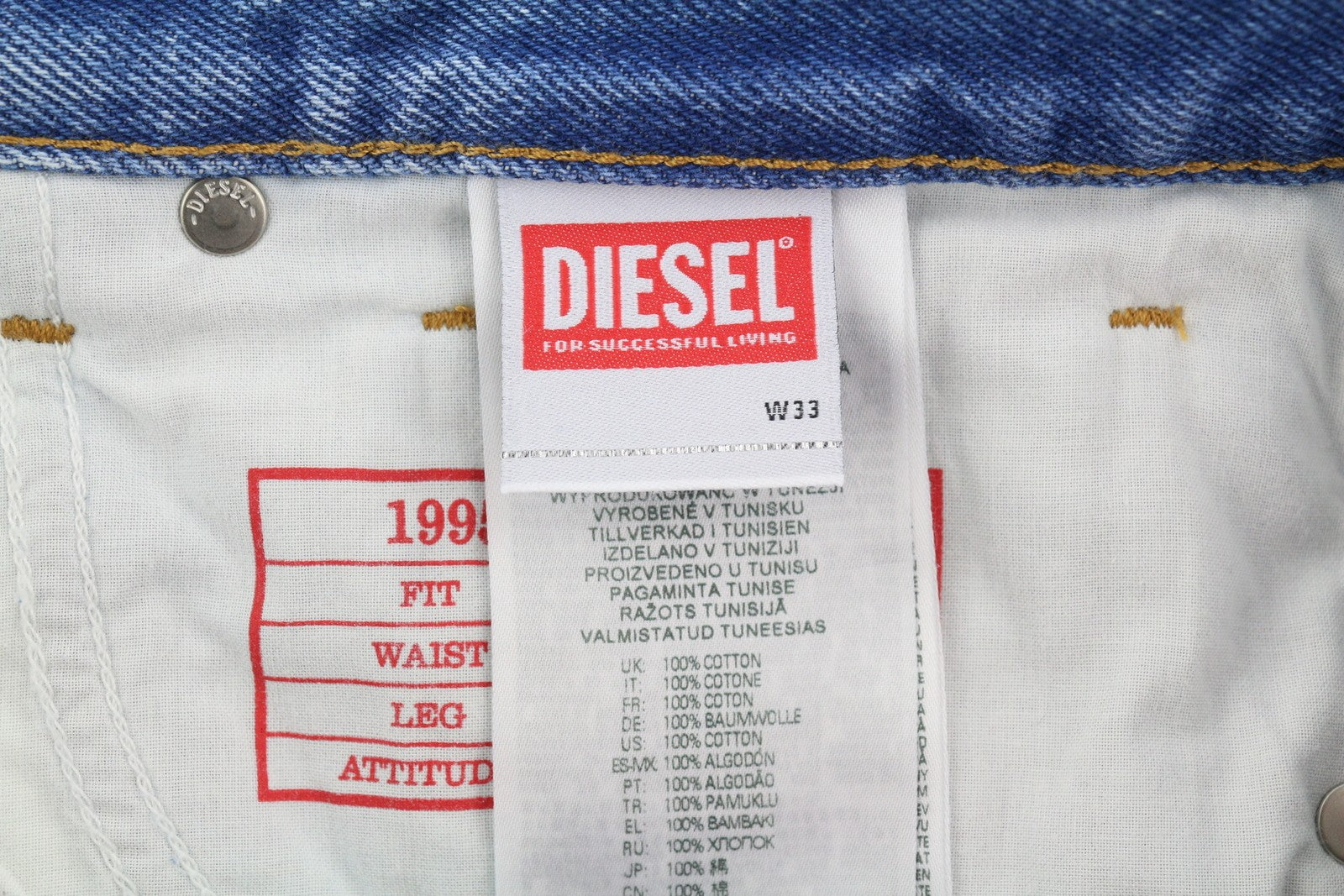DIESEL 1995 007F5 Men Jeans W33/L34 Straight Leg Slim Patterned RRP250
