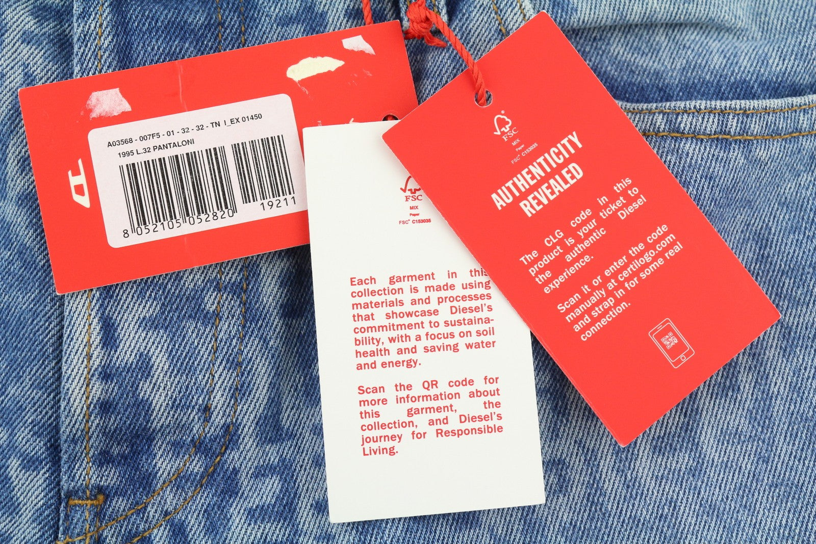 DIESEL 1995 007F5 Men Jeans W32/L32 Patterned Slim Straight Denim RRP250