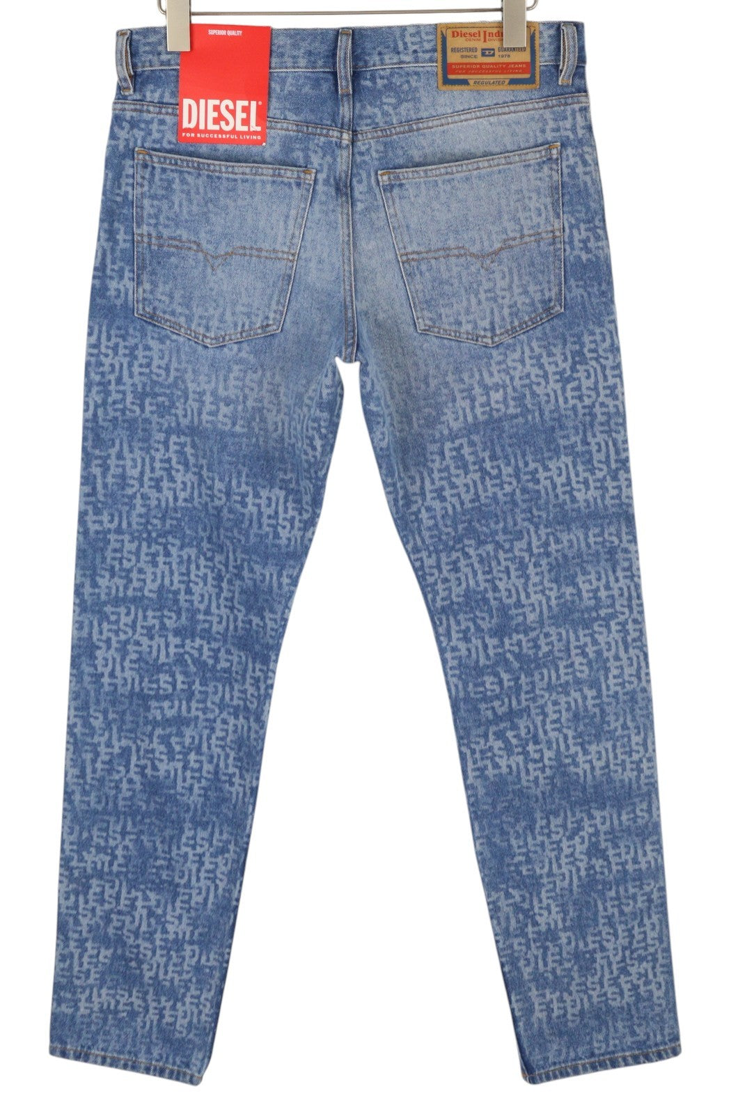 DIESEL 1995 007F5 Men Jeans W32/L32 Slim Straight Pattern Print Zip Fly RRP250