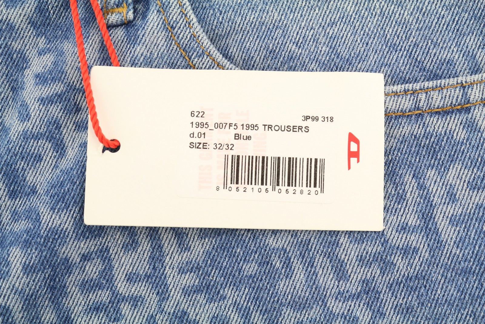 DIESEL 1995 007F5 Men Jeans W32/L32 Slim Straight Pattern Print Zip Fly RRP250