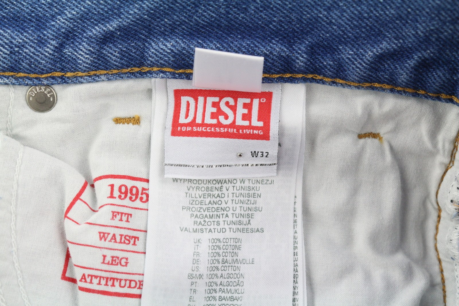 DIESEL 1995 007F5 Men Jeans W32/L34 Slim Fit Straight Leg Logo Detail RRP250