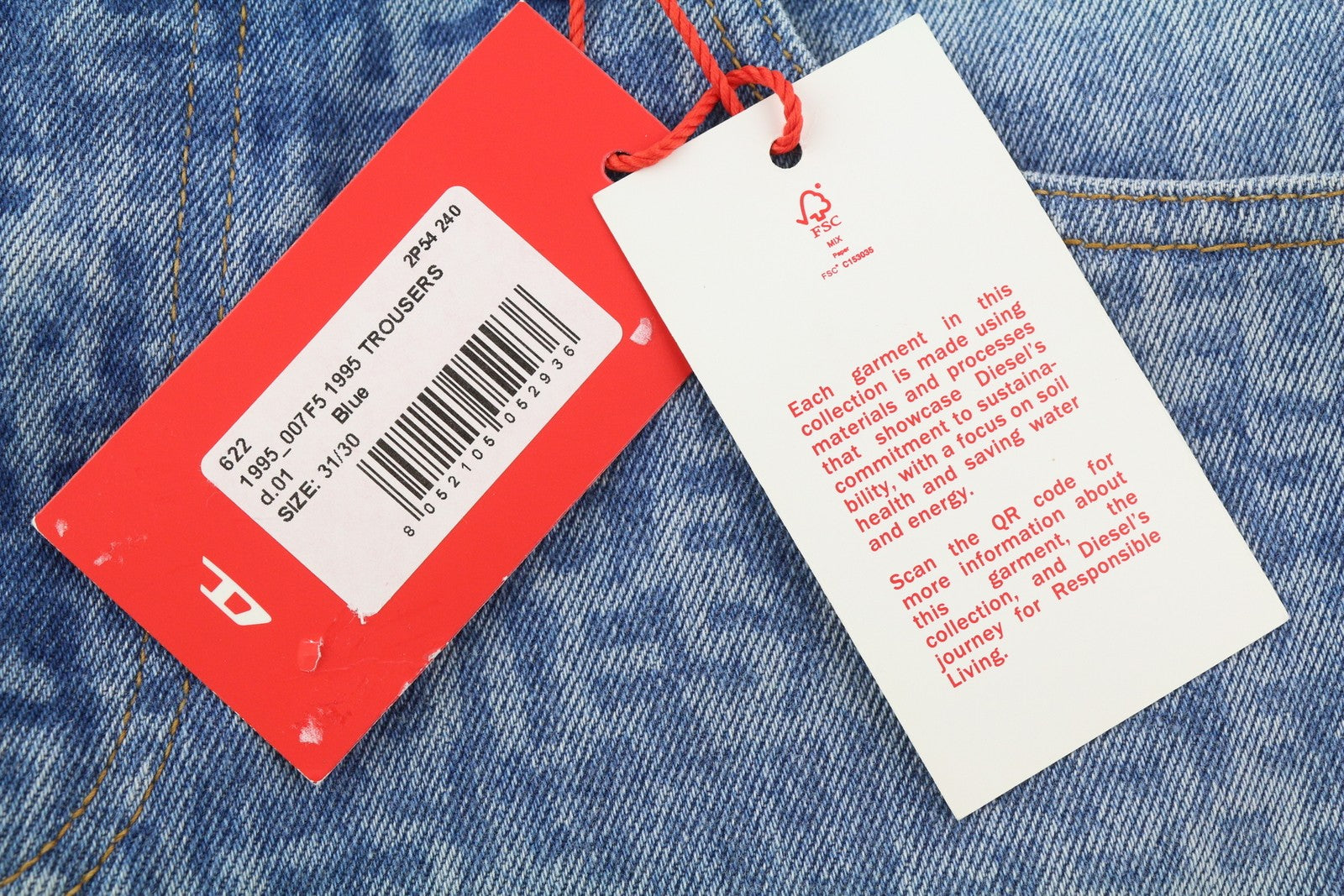 DIESEL 1995 007F5 Men Jeans W31/L30 Slim Fit Straight Printed Logo RRP250