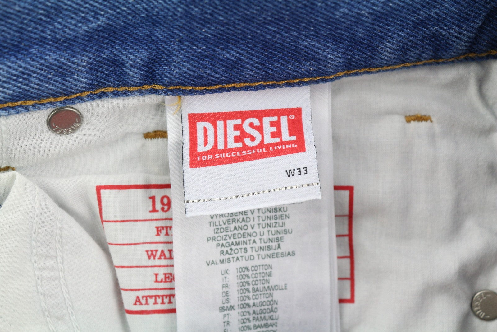 DIESEL 1995 007F5 Men Jeans W33/L32 Slim Straight Patterned Denim RRP250