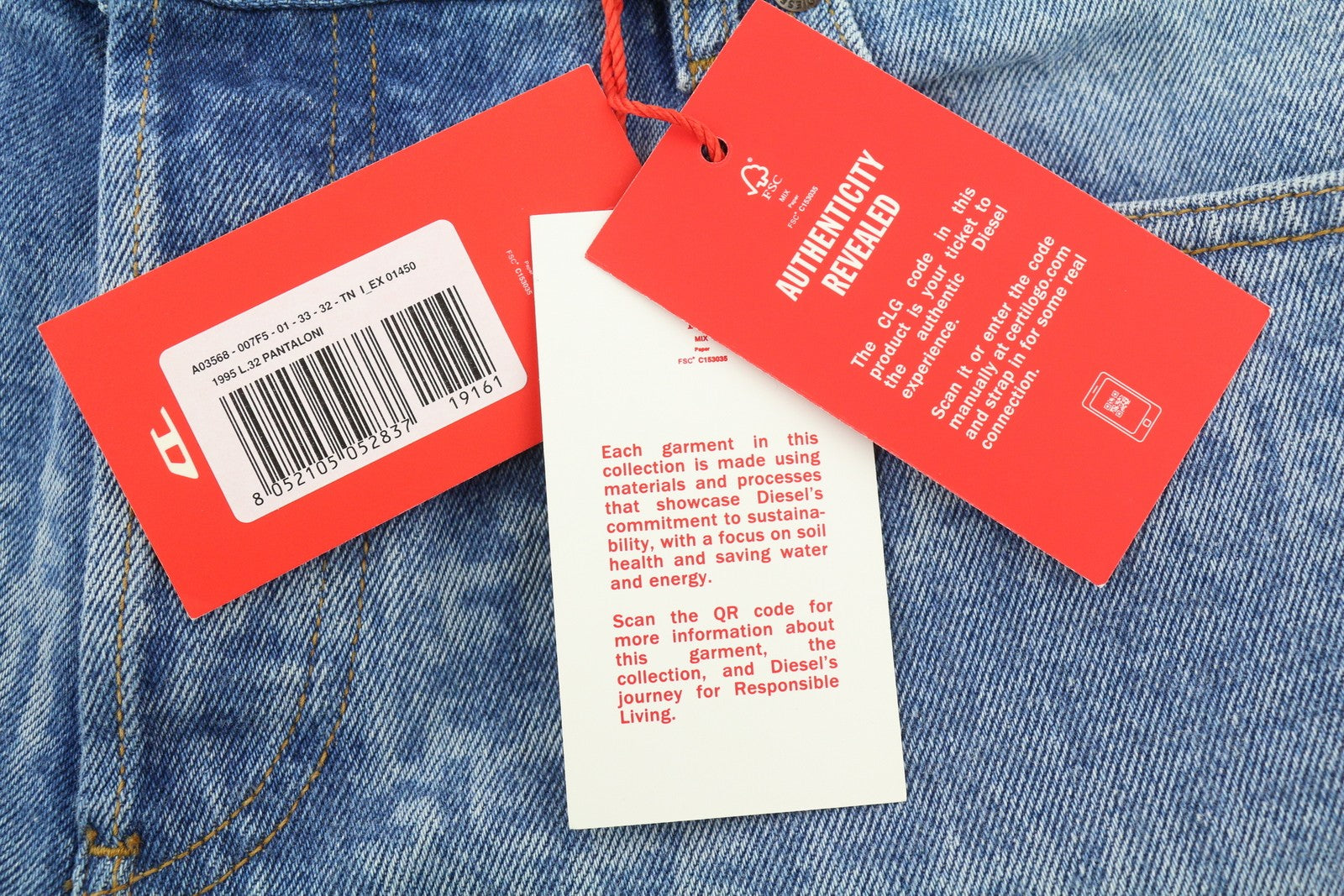 DIESEL 1995 007F5 Men Jeans W33/L32 Slim Fit Straight Logo Print RRP250