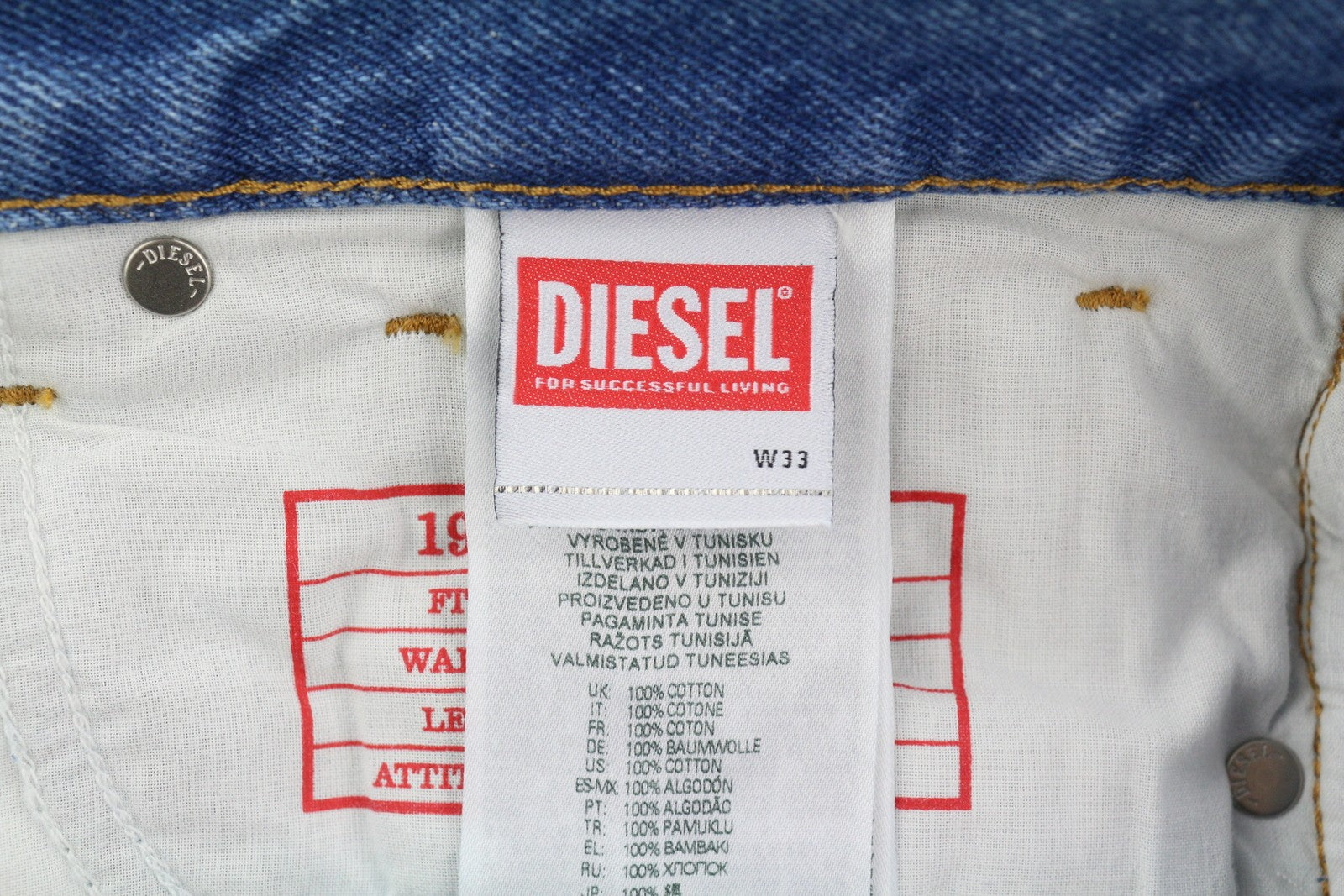 DIESEL 1995 007F5 Men Jeans W33/L32 Slim Fit Straight Logo Print RRP250