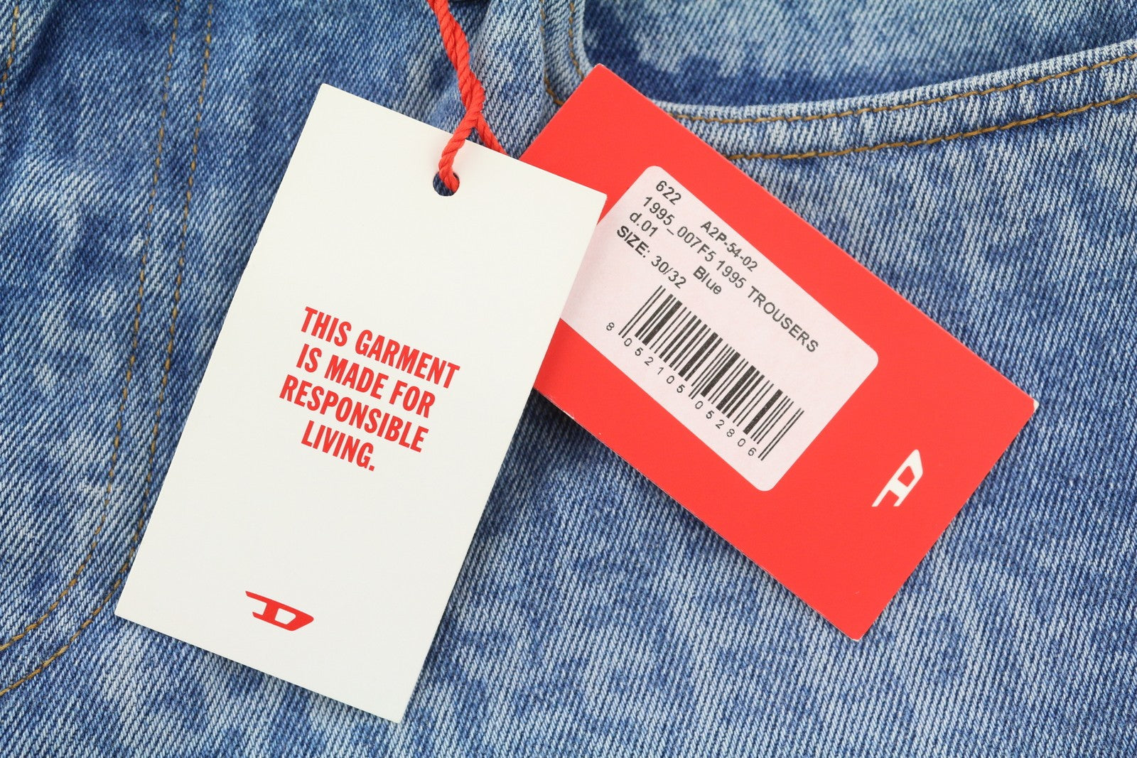 DIESEL 1995 007F5 Men Jeans W30/L32 Slim Straight Pattern Print RRP250