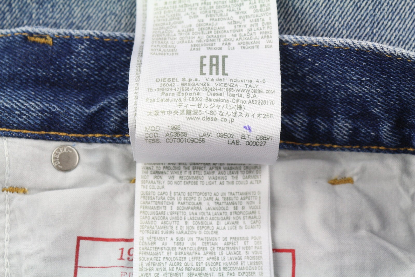 DIESEL 1995 09E02 Men Jeans W31/L32 Blue Distress Slim Straight Zip RRP375