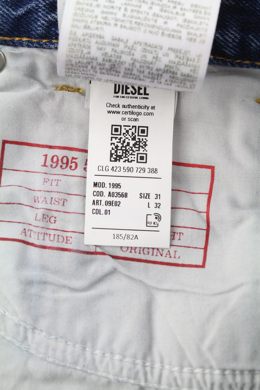 DIESEL 1995 09E02 Men Jeans W31/L32 Blue Distress Slim Straight Zip RRP375