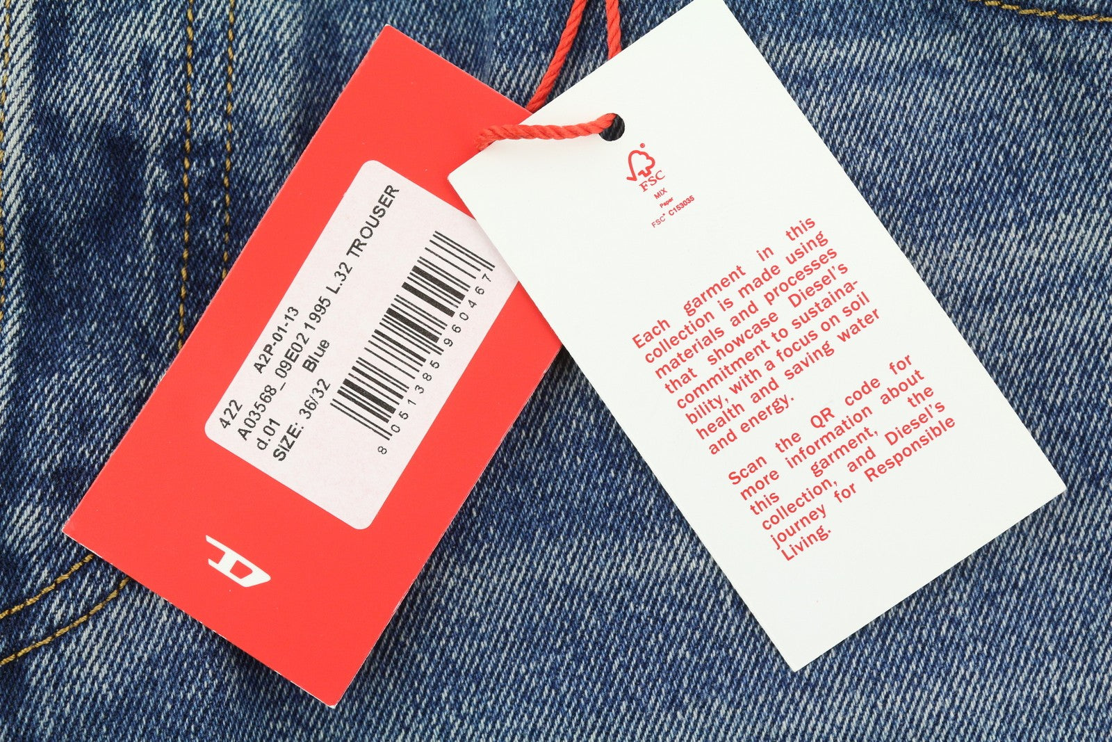 DIESEL 1995 09E02 Men Jeans W36/L32 Blue Ripped Distress Slim Straight RRP375