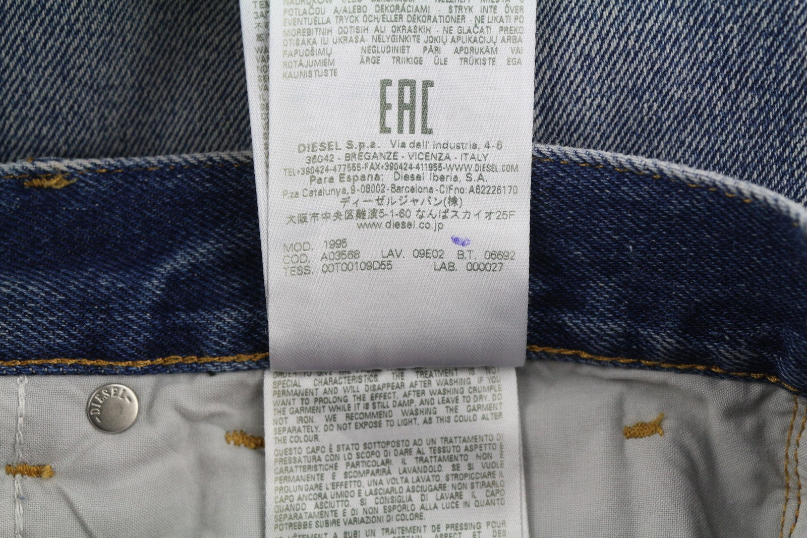 DIESEL 1995 09E02 Men Jeans W31/L32 Blue Distressed Slim Straight Denim RRP375