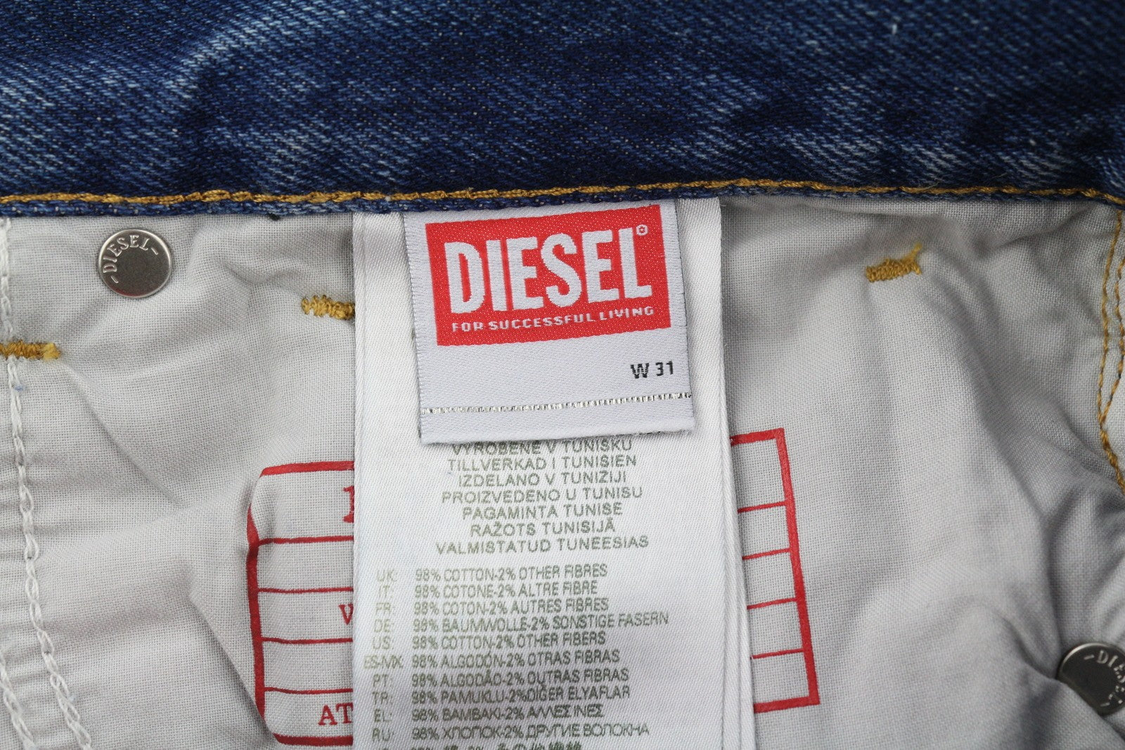 DIESEL 1995 09E02 Men Jeans W31/L32 Blue Distressed Slim Straight Denim RRP375