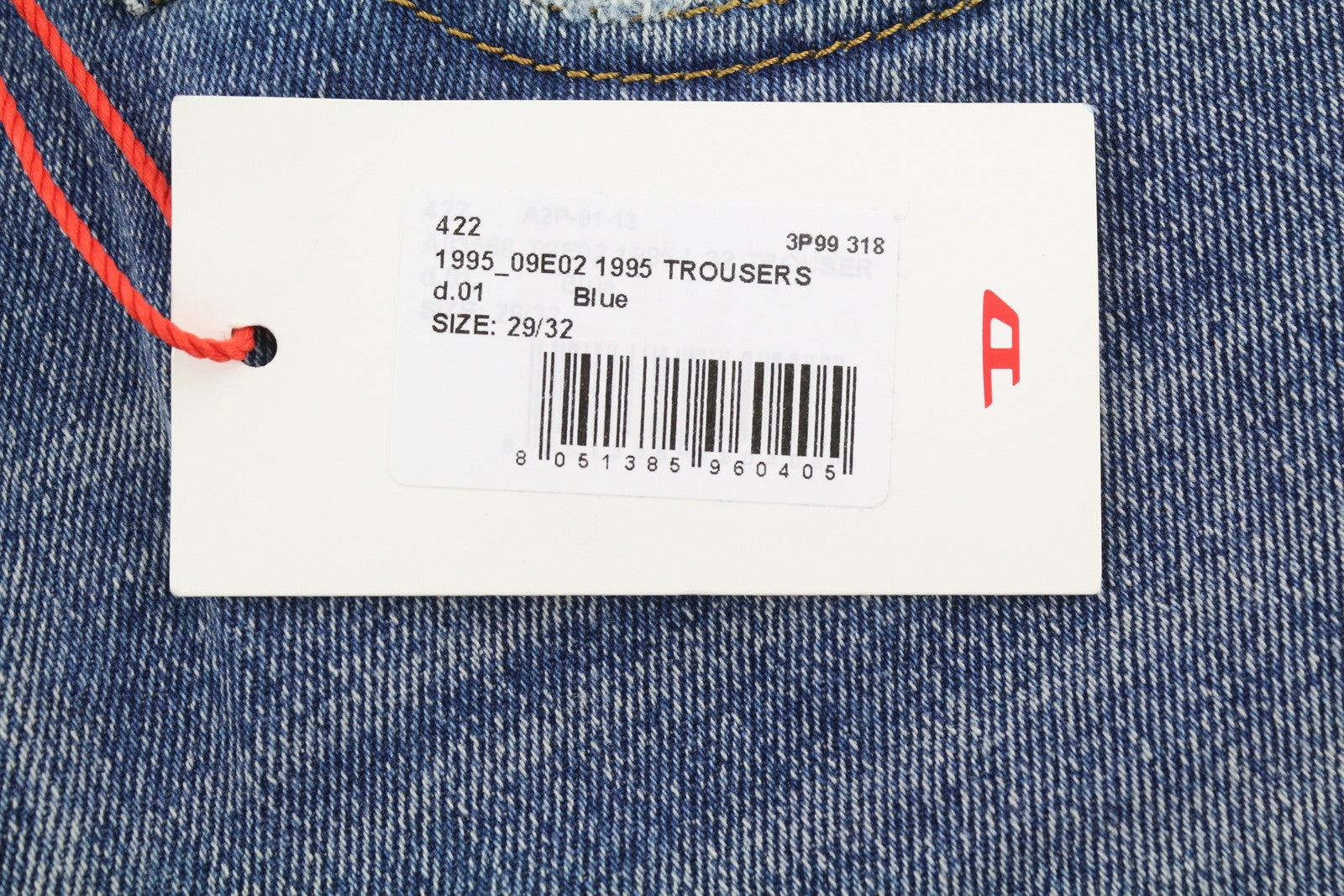 DIESEL 1995 09E02 Men Jeans W29/L32 Blue Ripped Slim Straight Denim RRP375