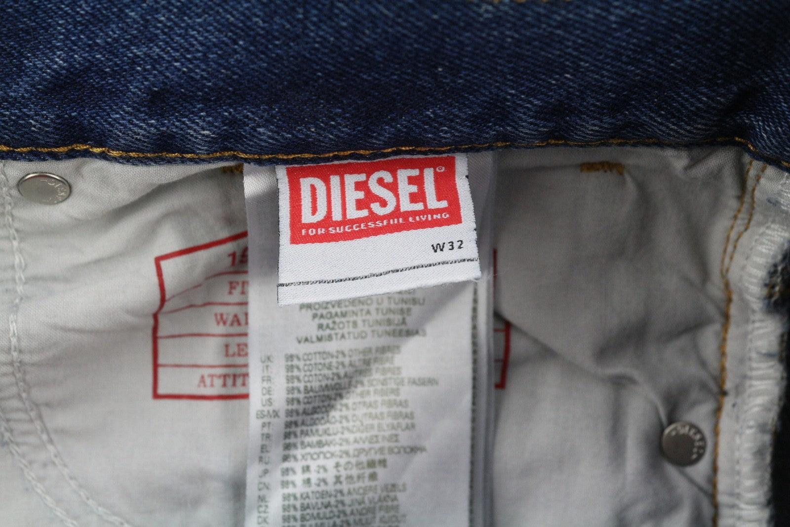 DIESEL 1995 09E02 Men Jeans W32/L34 Blue Distressed Slim Straight Fit RRP375