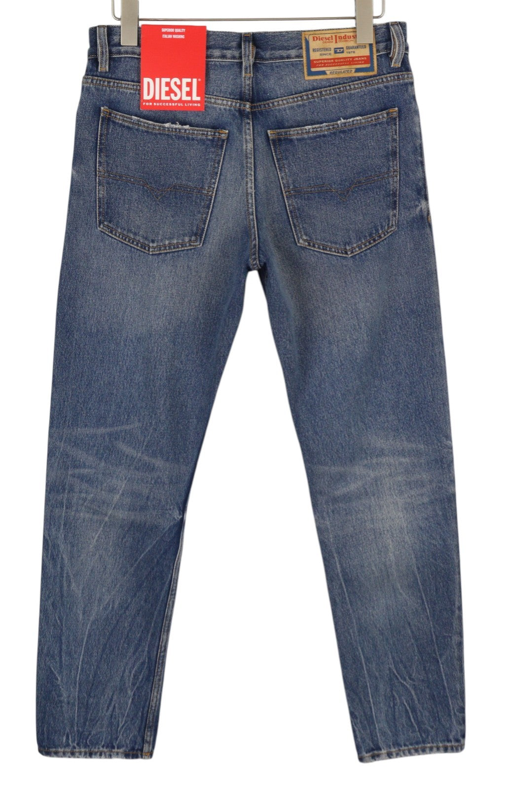 DIESEL 1995 09E02 Men Jeans W31/L32 Blue Distress Slim Straight Zip RRP375