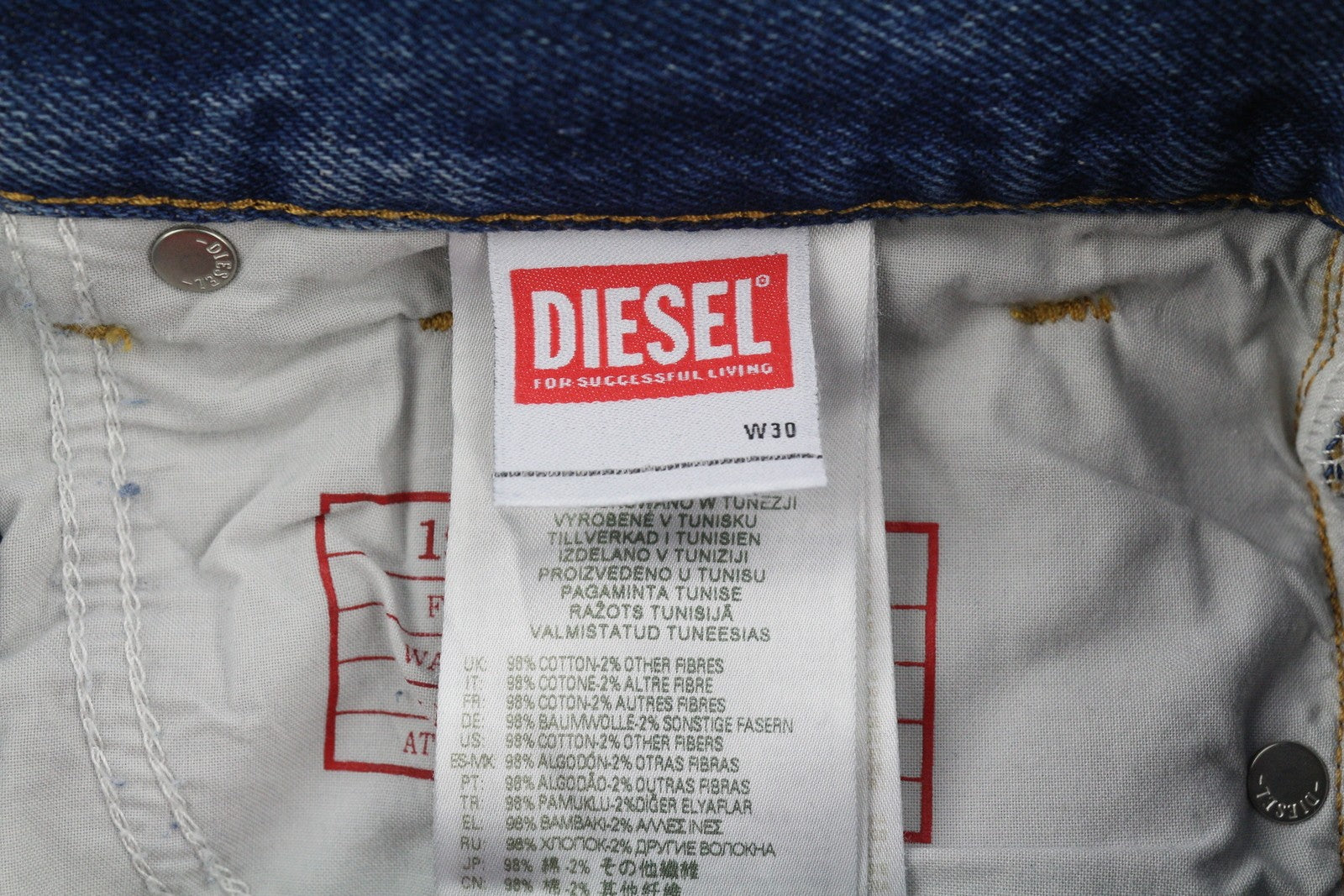 DIESEL 1995 09E02 Men Jeans W30/L32 Blue Distressed Slim Straight Denim RRP375