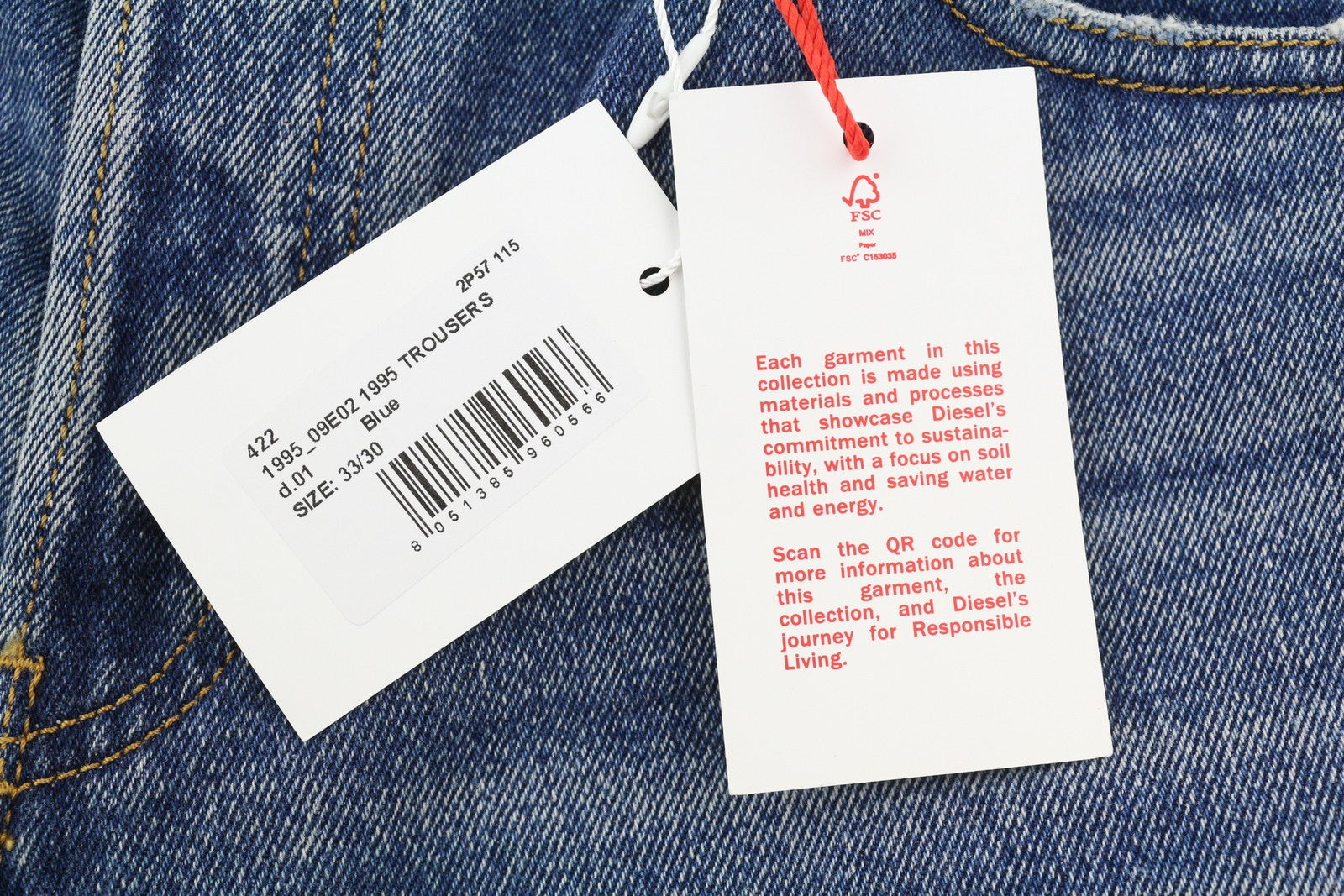 DIESEL 1995 09E02 Men Jeans W33/L30 Blue Distress Slim Straight Zip Fly RRP375