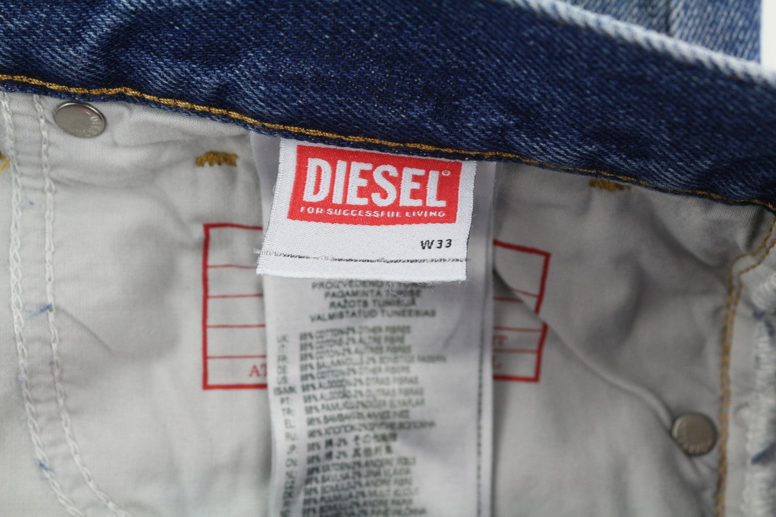 DIESEL 1995 09E02 Men Jeans W33/L30 Blue Distress Slim Straight Zip Fly RRP375