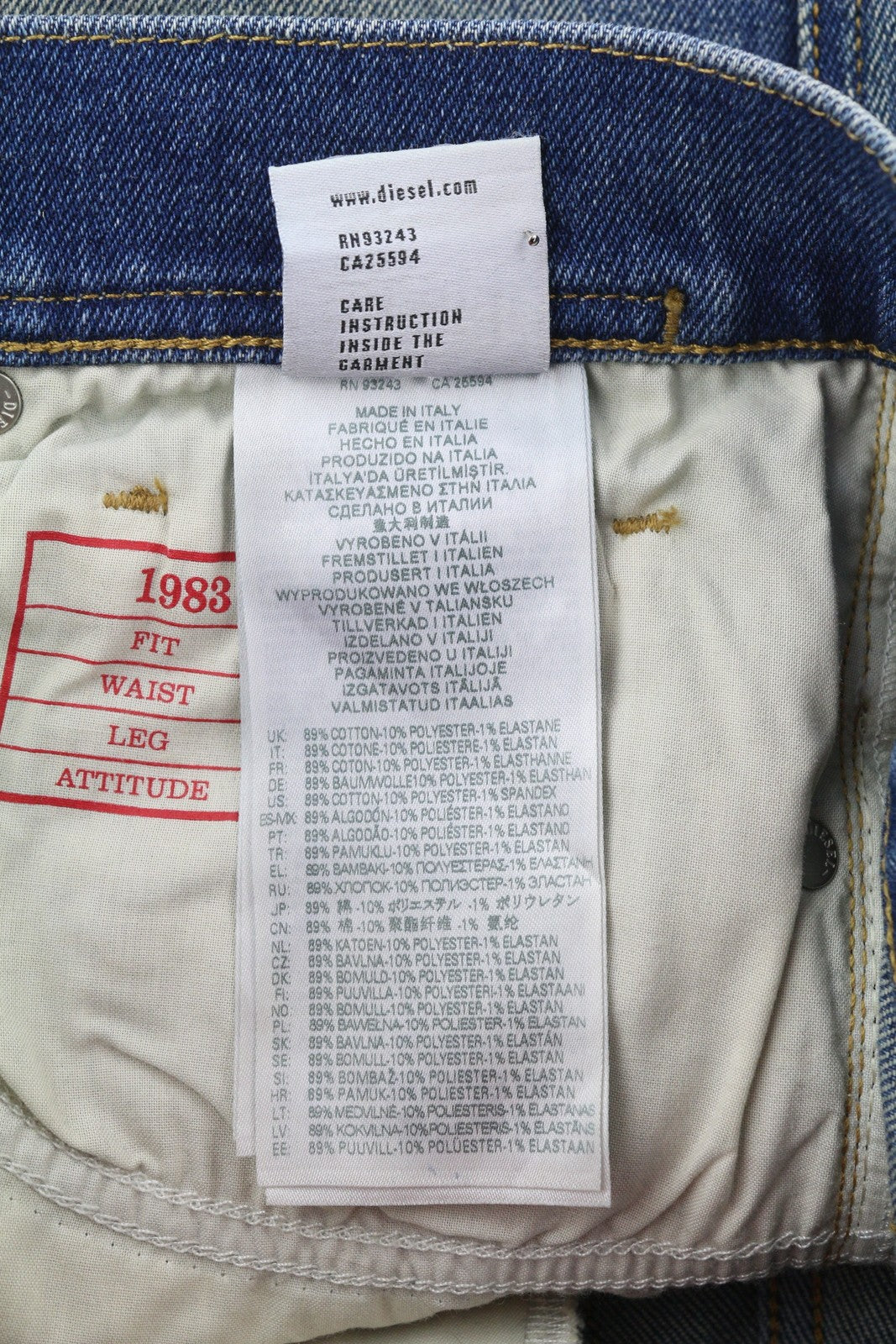 DIESEL 1983 09D82 Men Jeans W32/L28 Blue Washed Skinny High Waist Zip RRP375