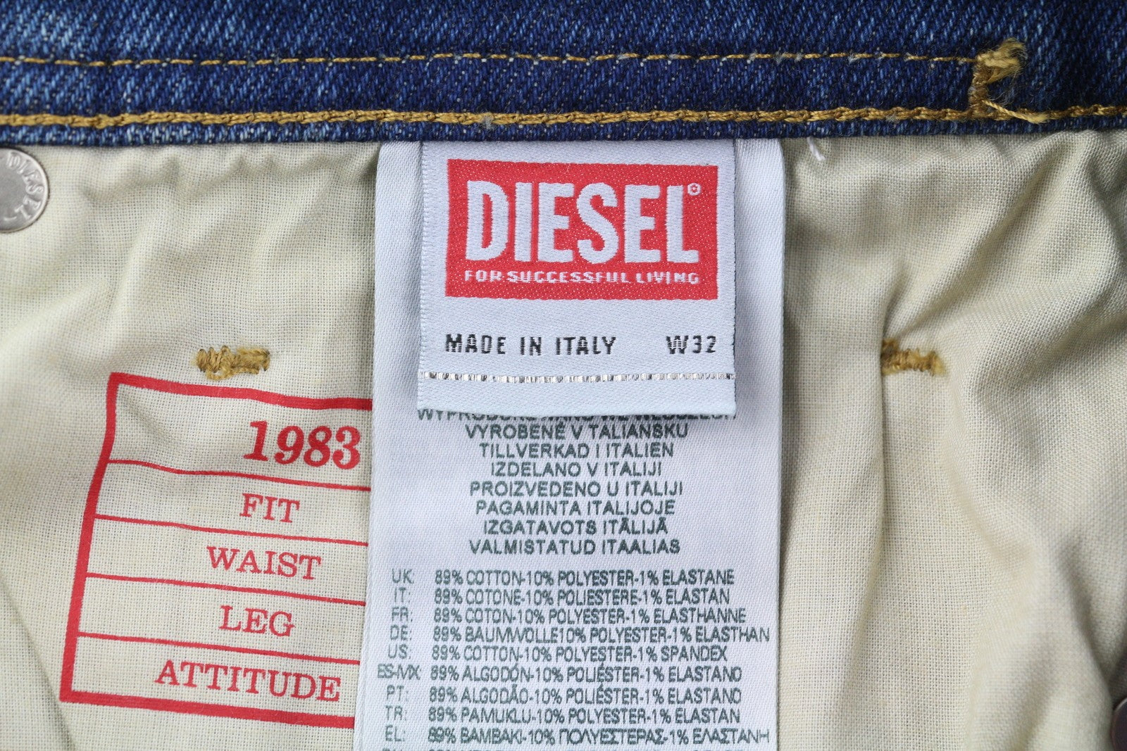 DIESEL 1983 09D82 Men Jeans W32/L28 Blue Washed Skinny High Waist Zip RRP375