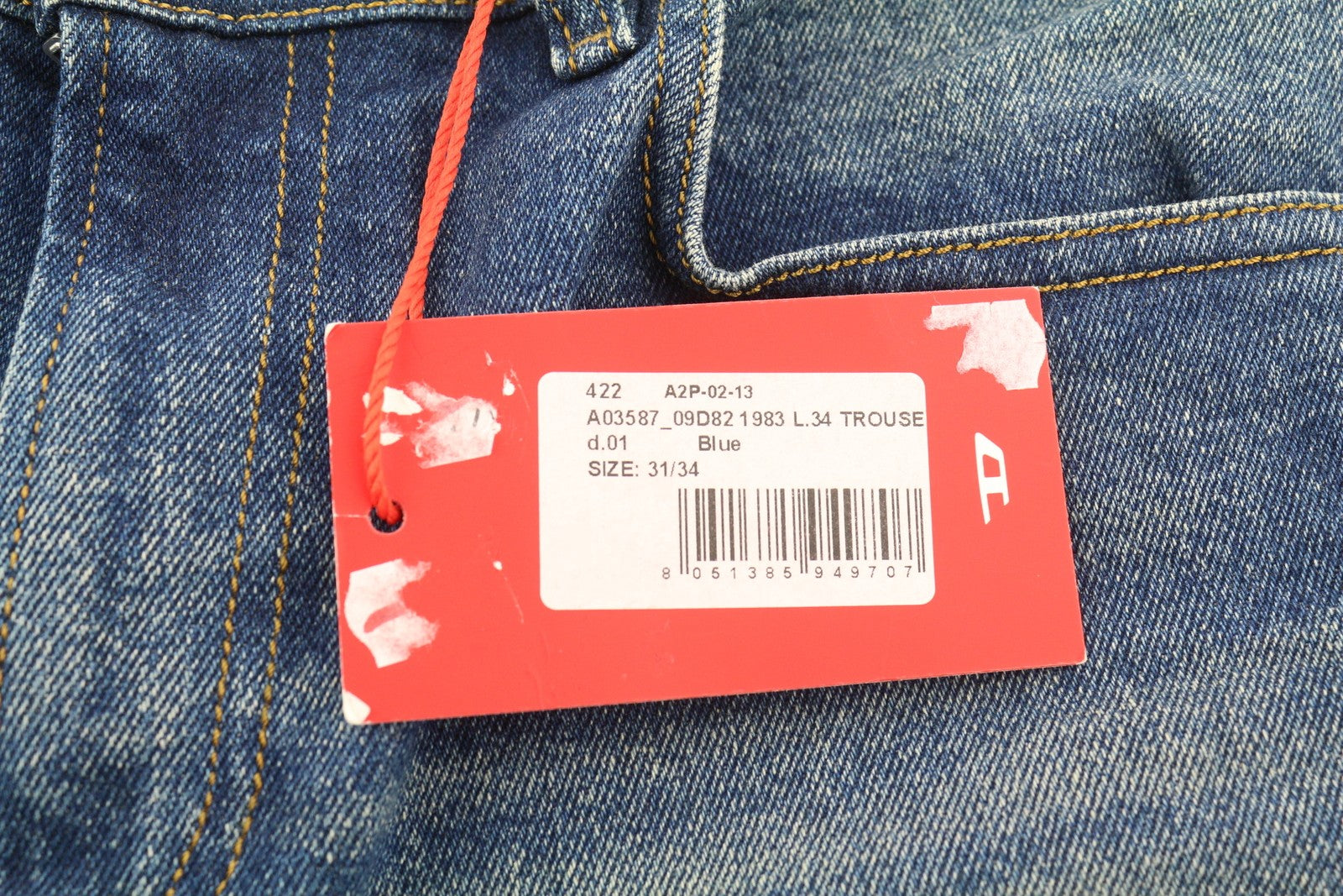 DIESEL 1983 09D82 Men Jeans W31/L34 Blue Faded Skinny Fit Zip Fly