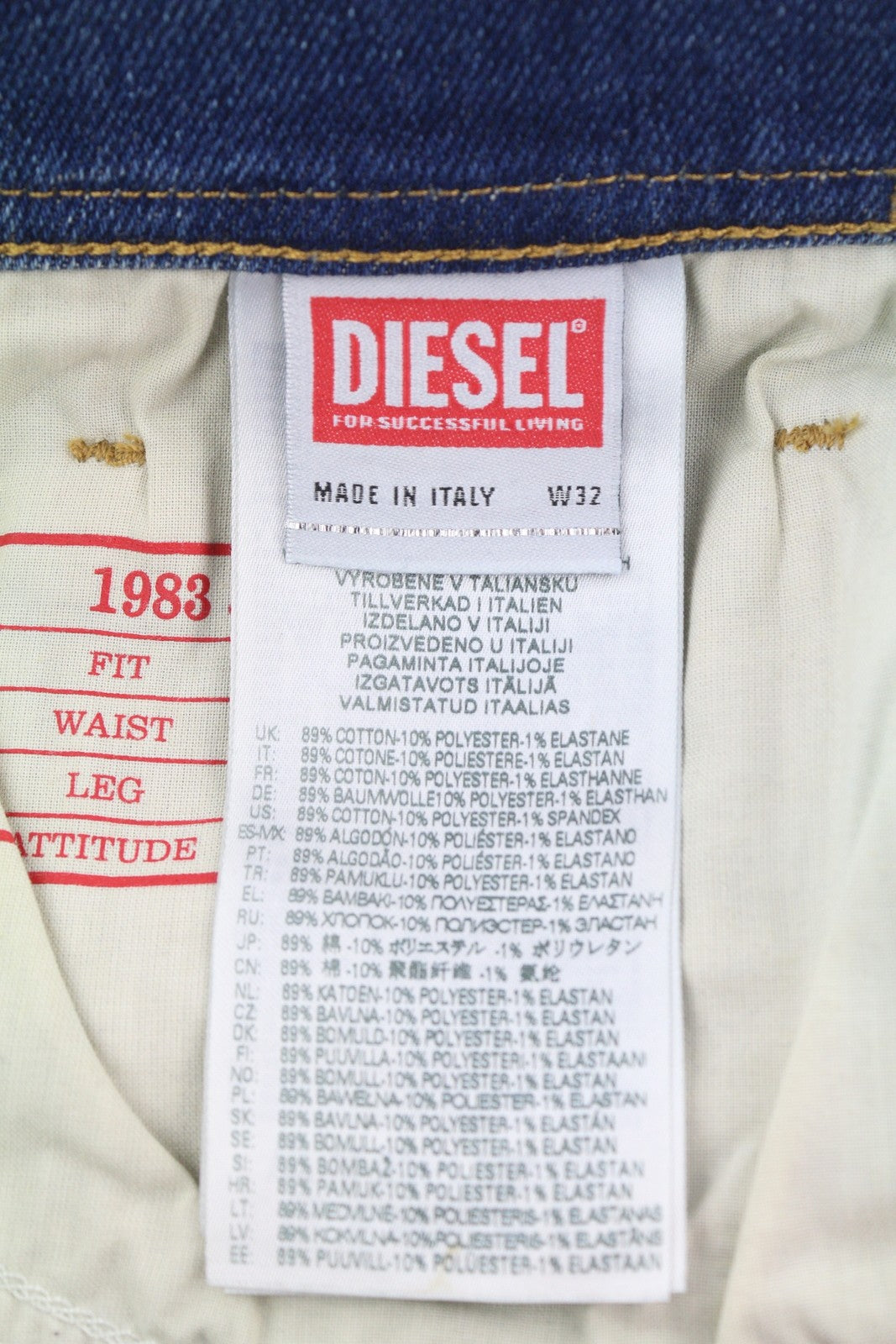 DIESEL 1983 09D82 Men Jeans W32/L34 Blue Washed Skinny High Waist