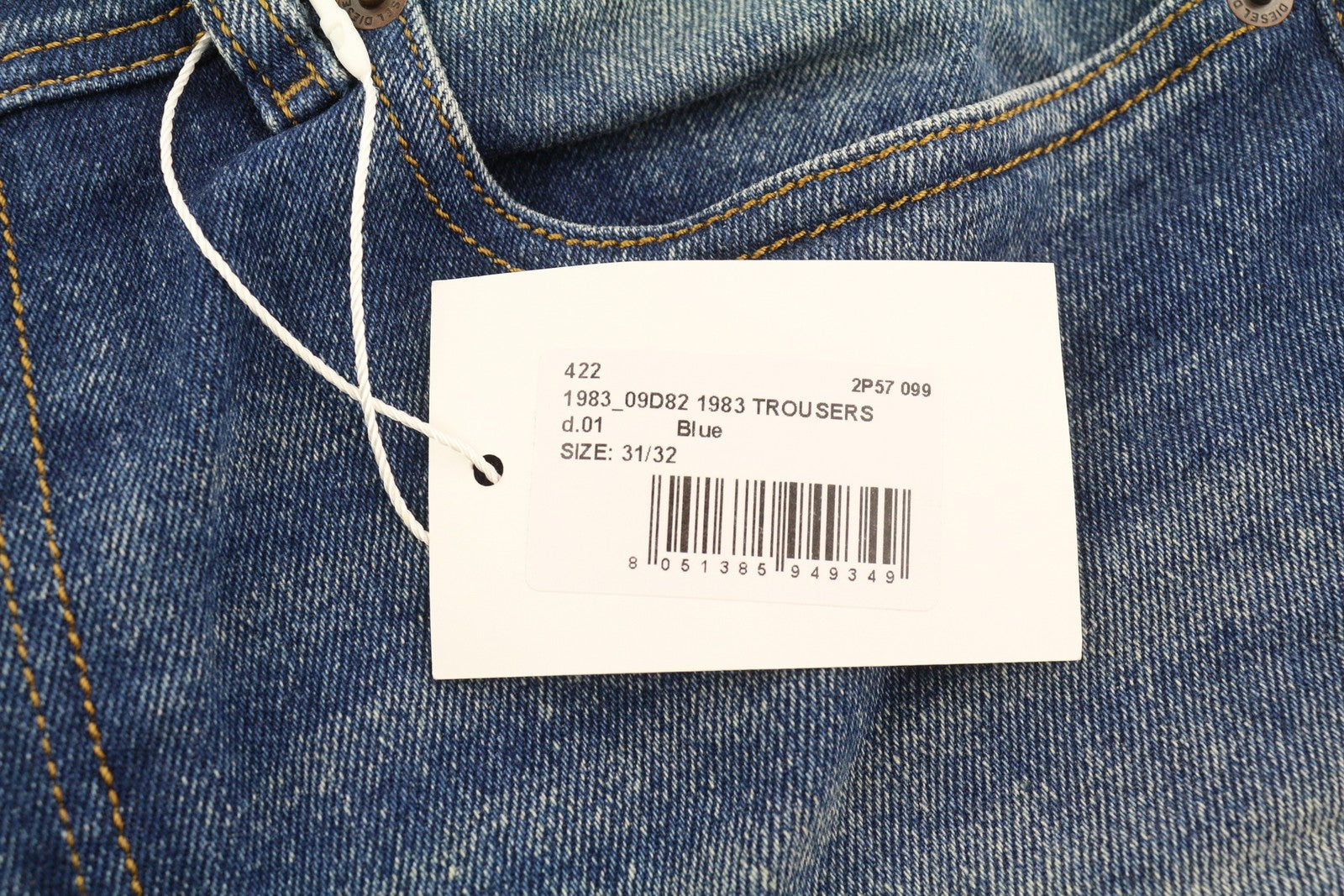 DIESEL 1983 09D82 Men Jeans W31/L32 Blue Faded Skinny Fit Zip