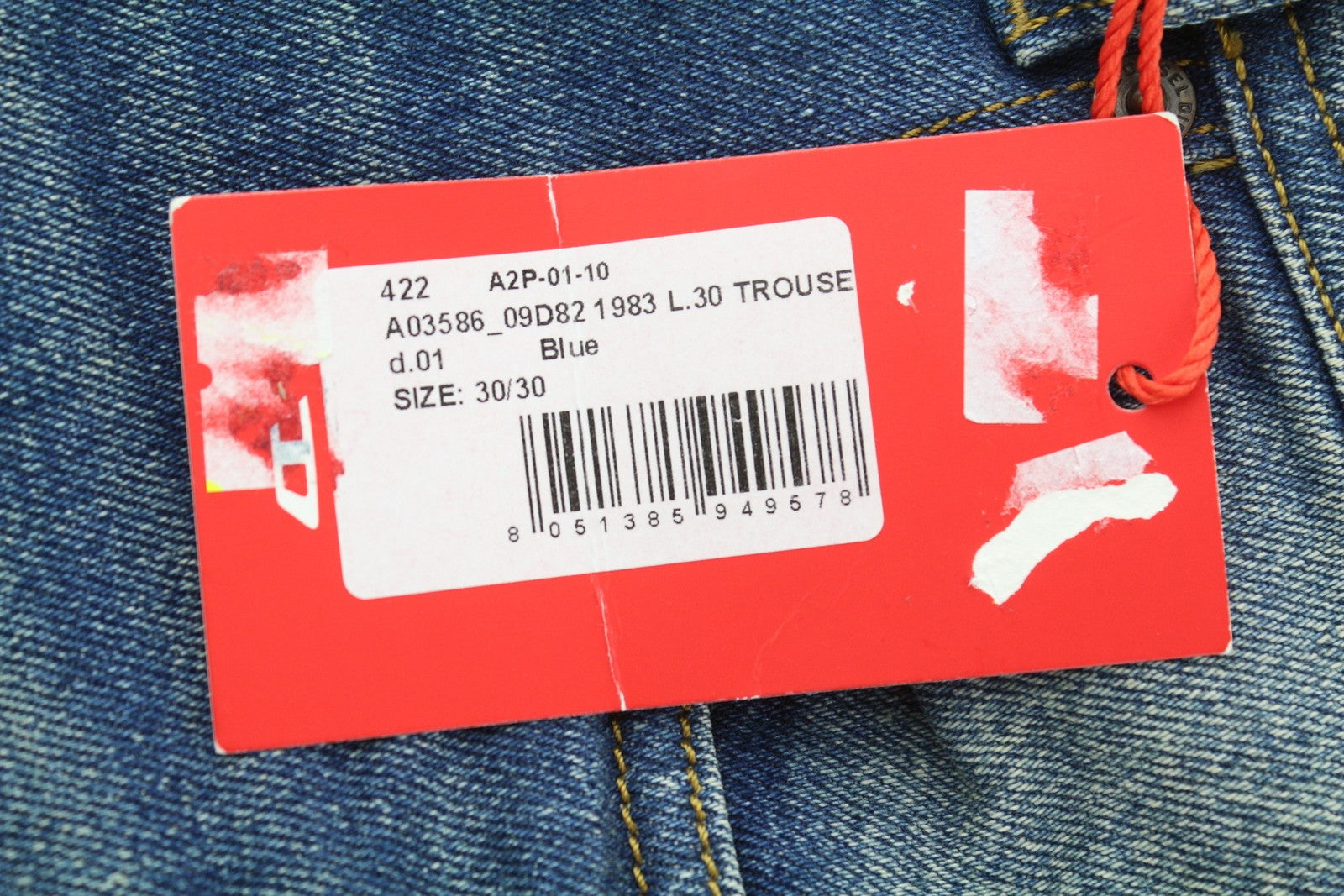 DIESEL 1983 09D82 Men Jeans W30/L30 Blue Faded Skinny Fit Zip