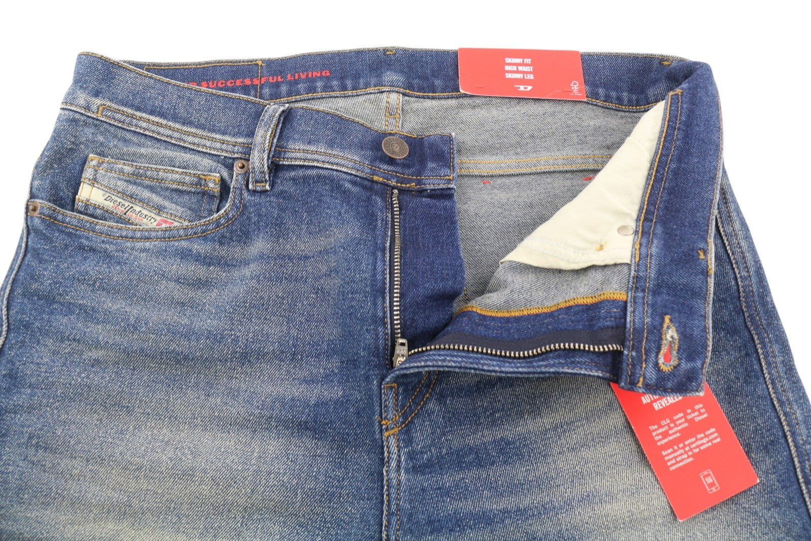 DIESEL 1983 09D82 Men Jeans W30/L30 Blue Faded Skinny Fit Zip