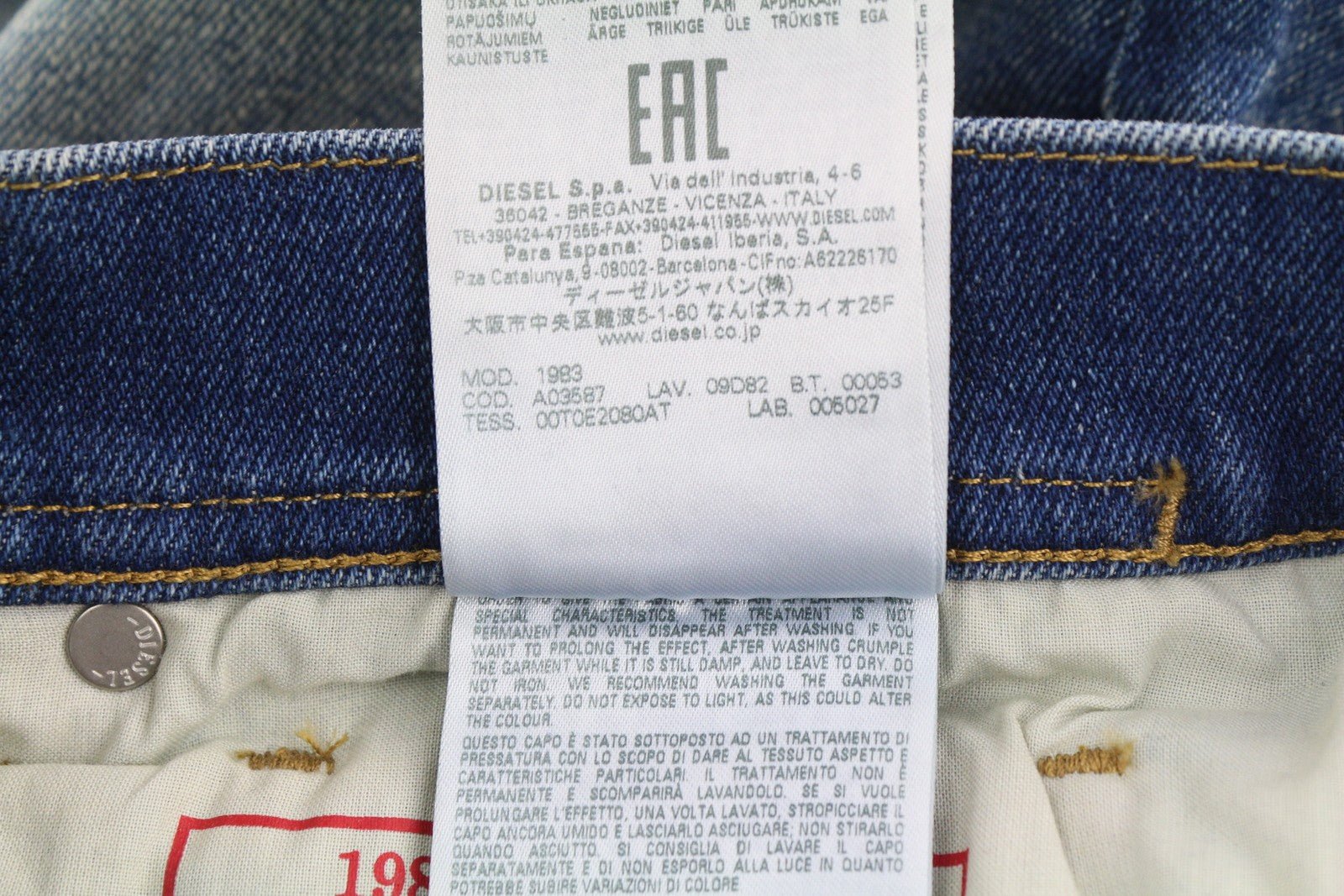 DIESEL 1983 09D82 Men Jeans W30/L30 Blue Faded Skinny Fit Zip