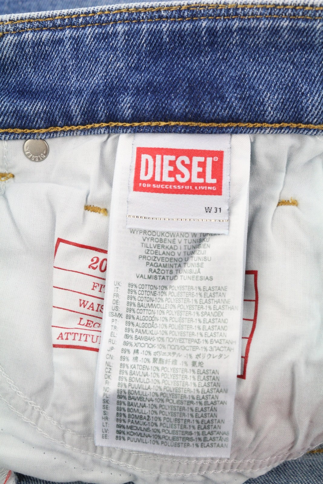 DIESEL 2019 D-Strukt-Sp 09E19 Men Jeans W31/L32 Blue Washed Slim Zip Fly